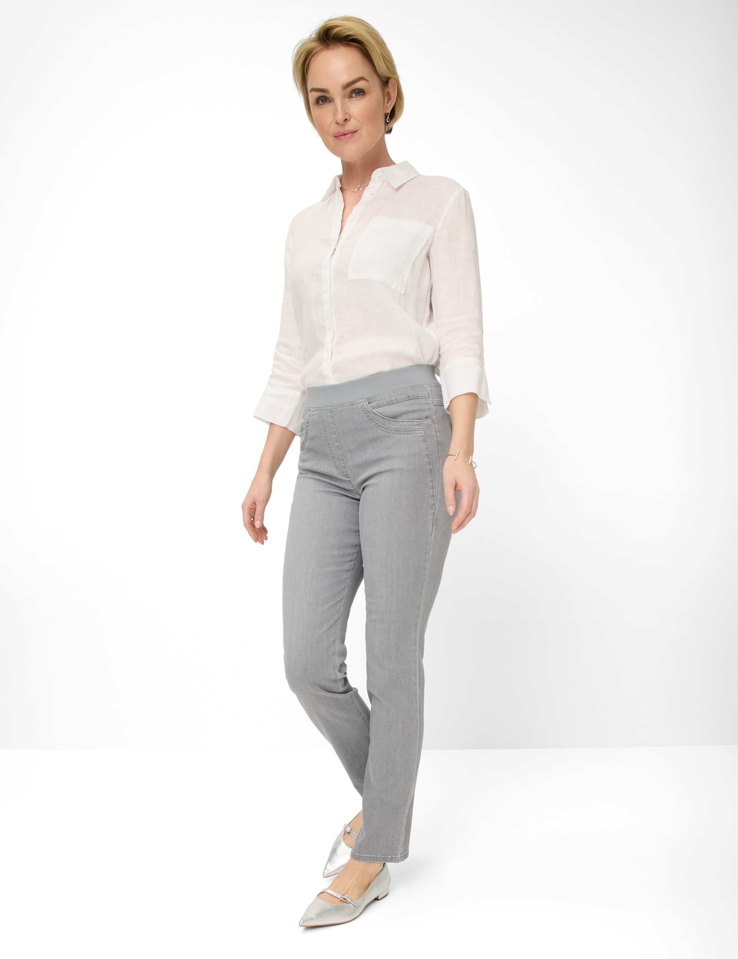 Damen Style PAMINA FUN Dunkelgrau Slim Fit Model Outfit