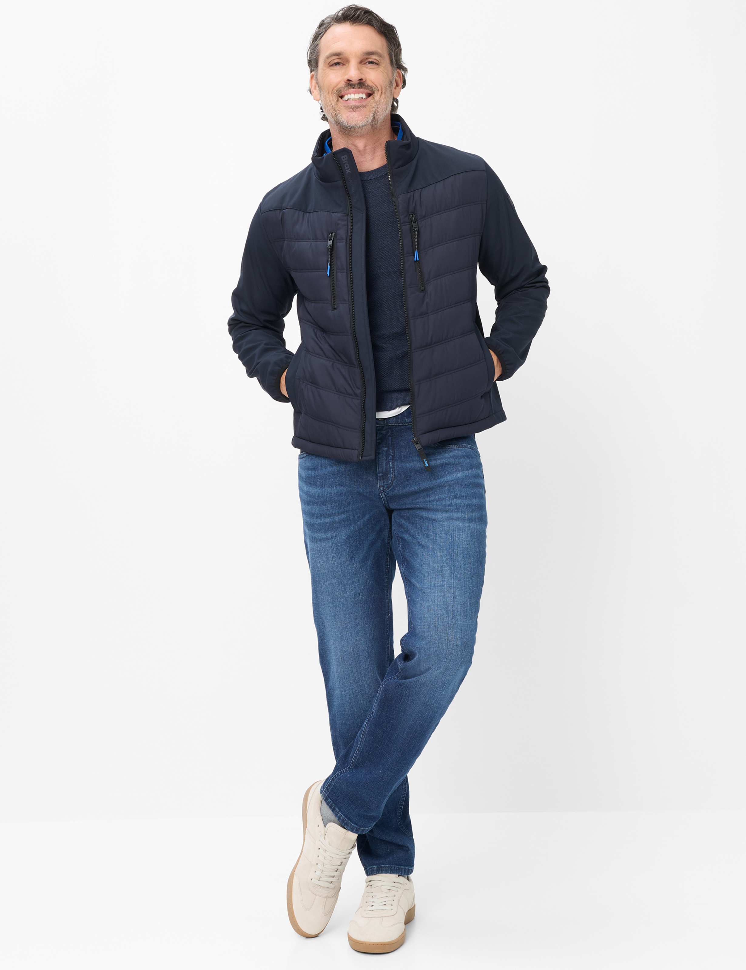Herren Style LENN Denim Blau Modern Regular Fit Model Outfit