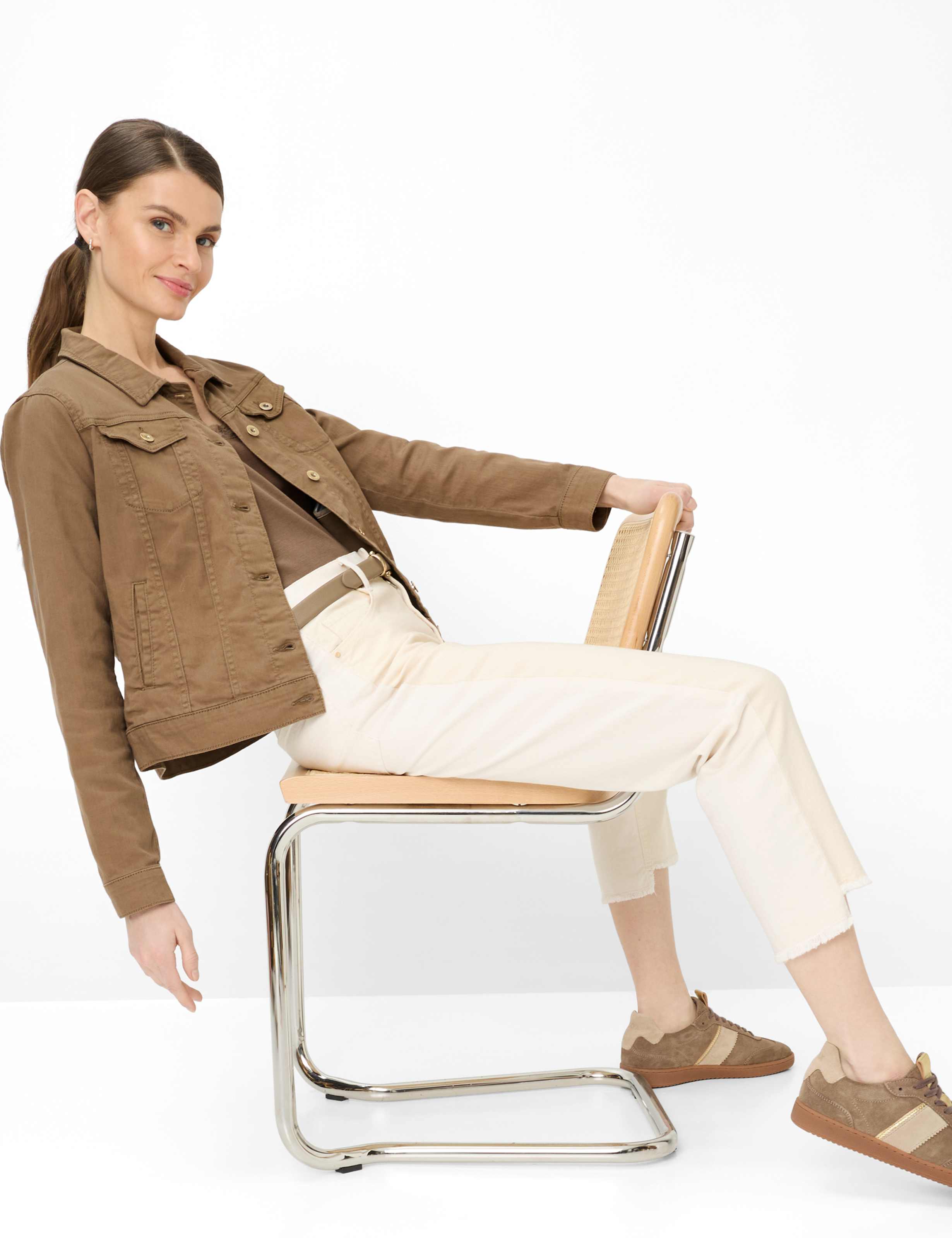 Dame Style MADISON S Denim Cream White Straight Fit Detalje 1