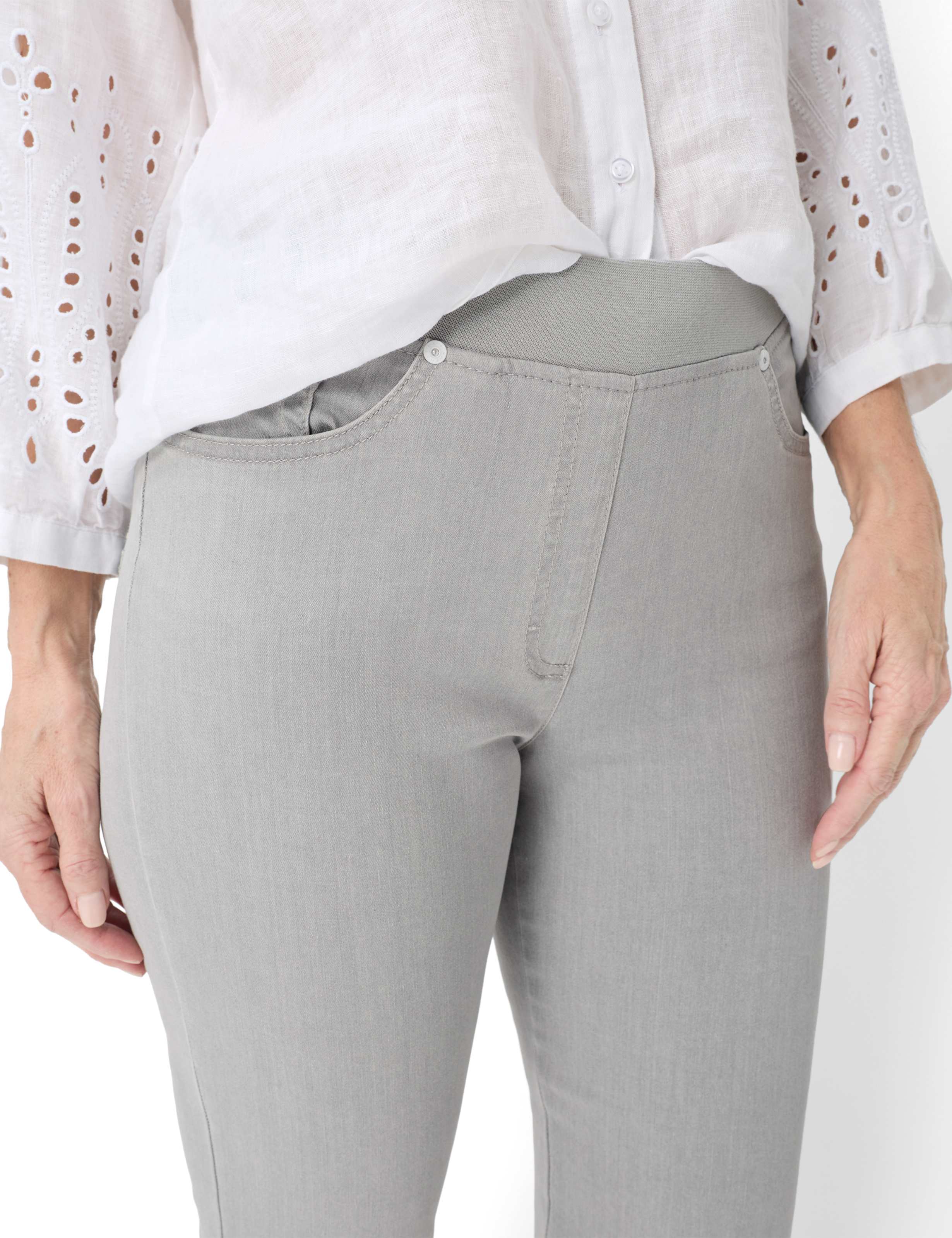 Femme Style PAMINA CAPRI Denim Gris Clair Slim Fit Détail 2