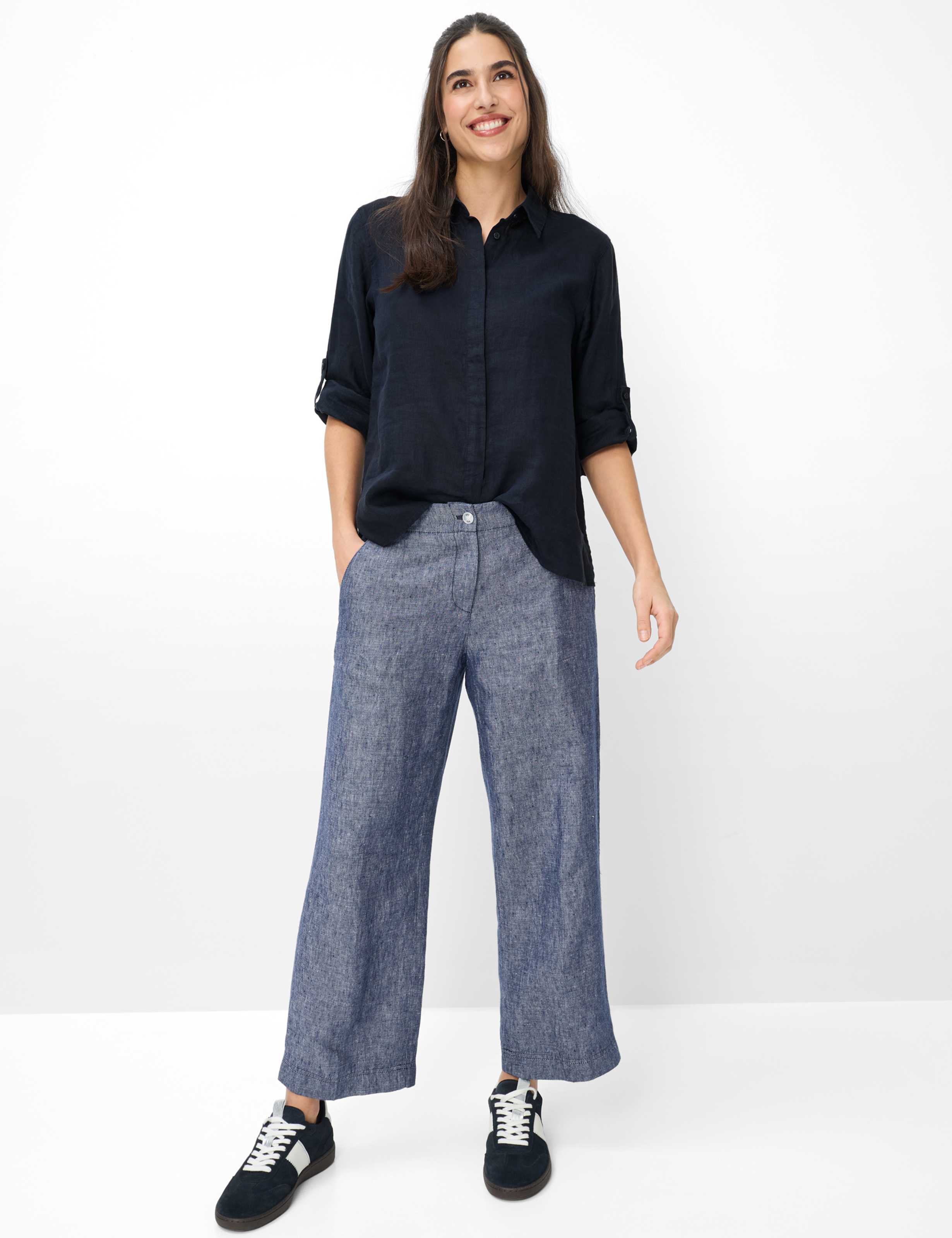 Women Style MAINE S Blue Wide Leg Model Outfit