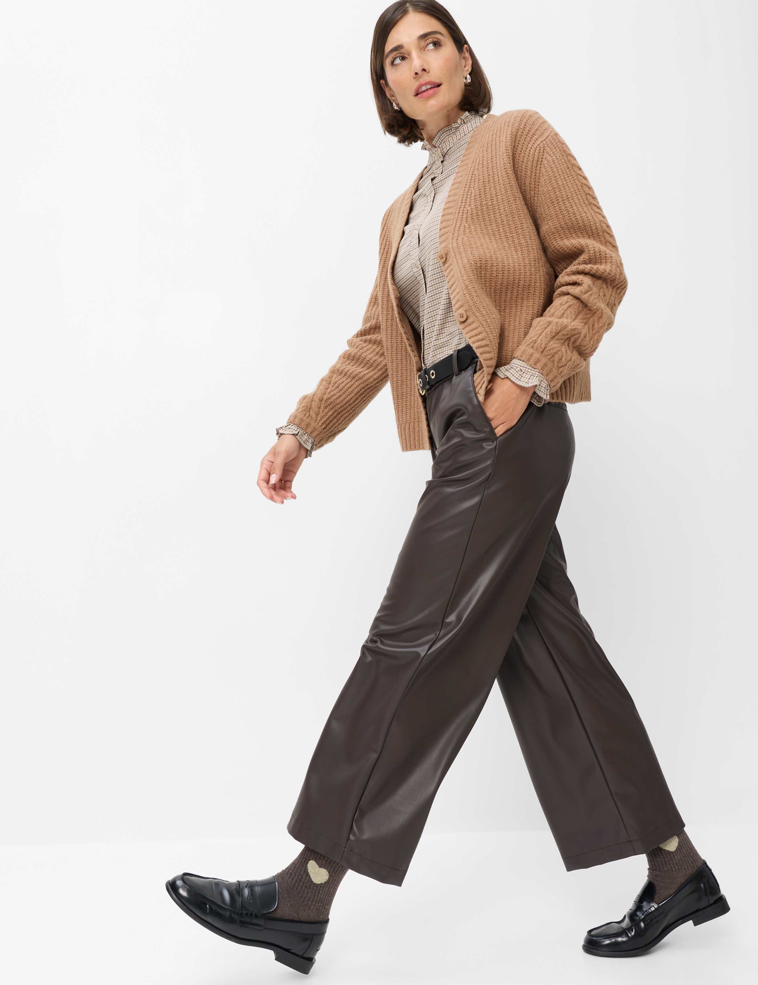 Dames Style MAINE S Donkerbruin Wide Leg Detail 1