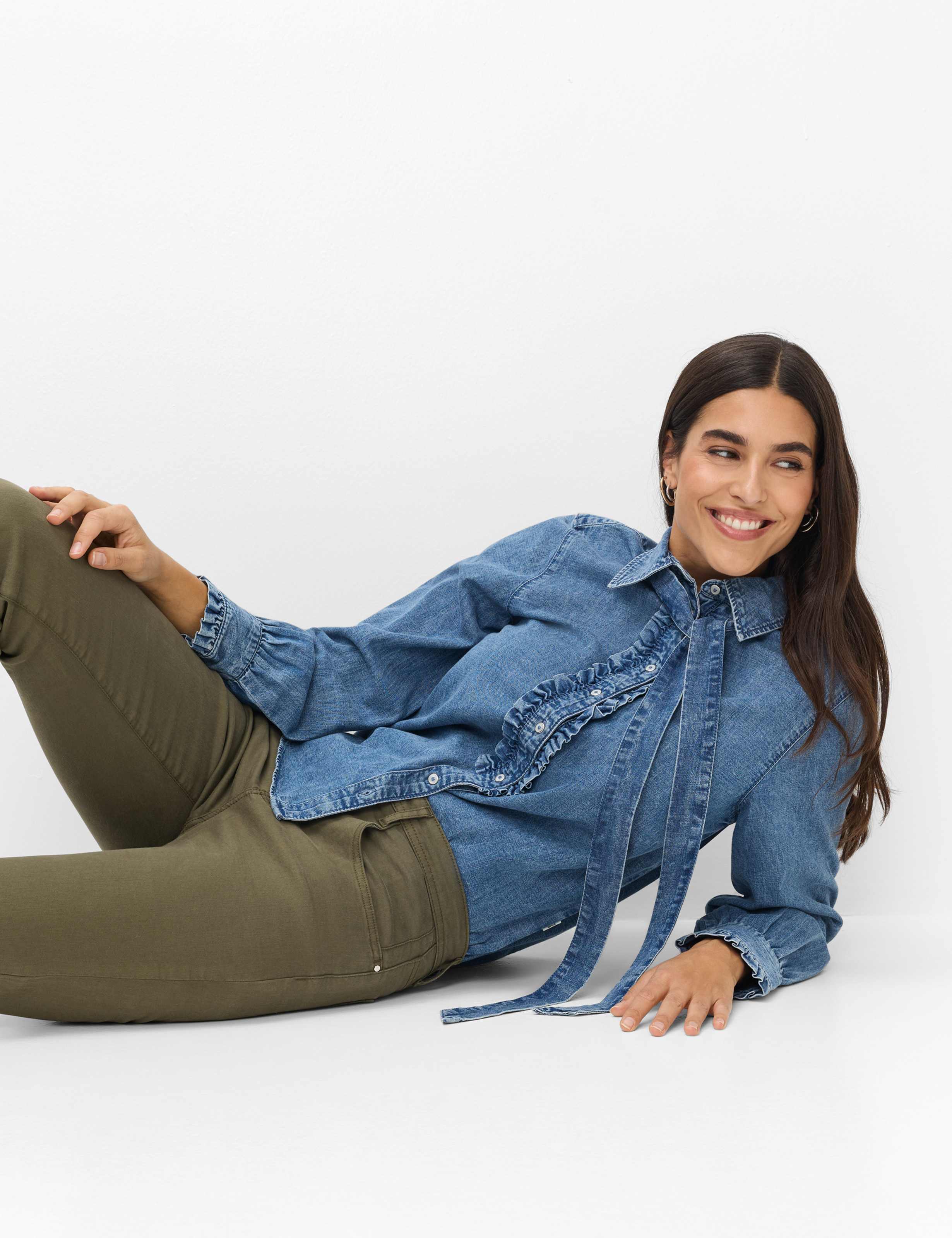 Femme Style MARY Denim Vert - Khaki Regular Fit Détail 1