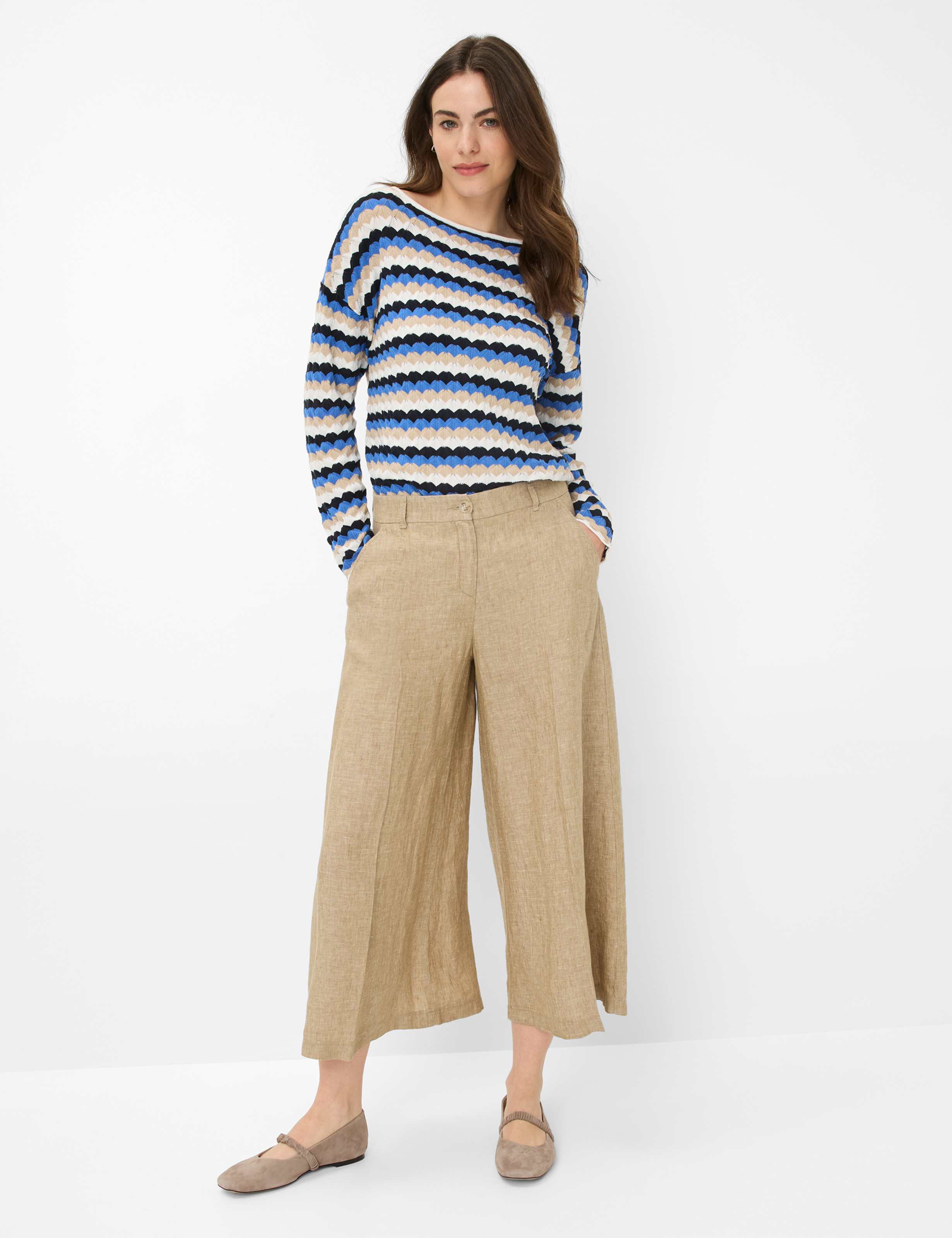 Damen Style MELLI S Beige Wide Leg Model Outfit