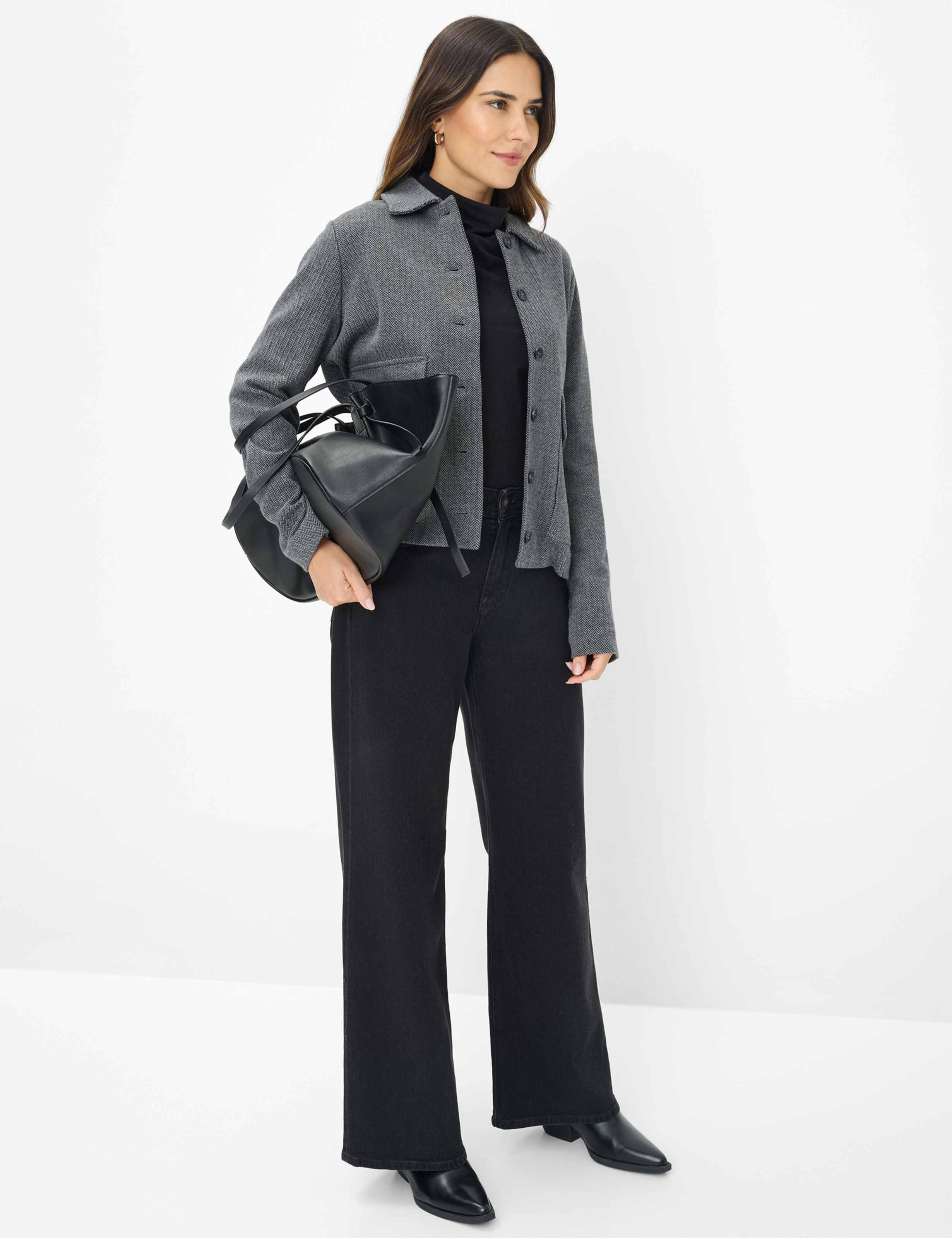 Dame Style MORGAN Denim Sort Wide Leg Model Outfit