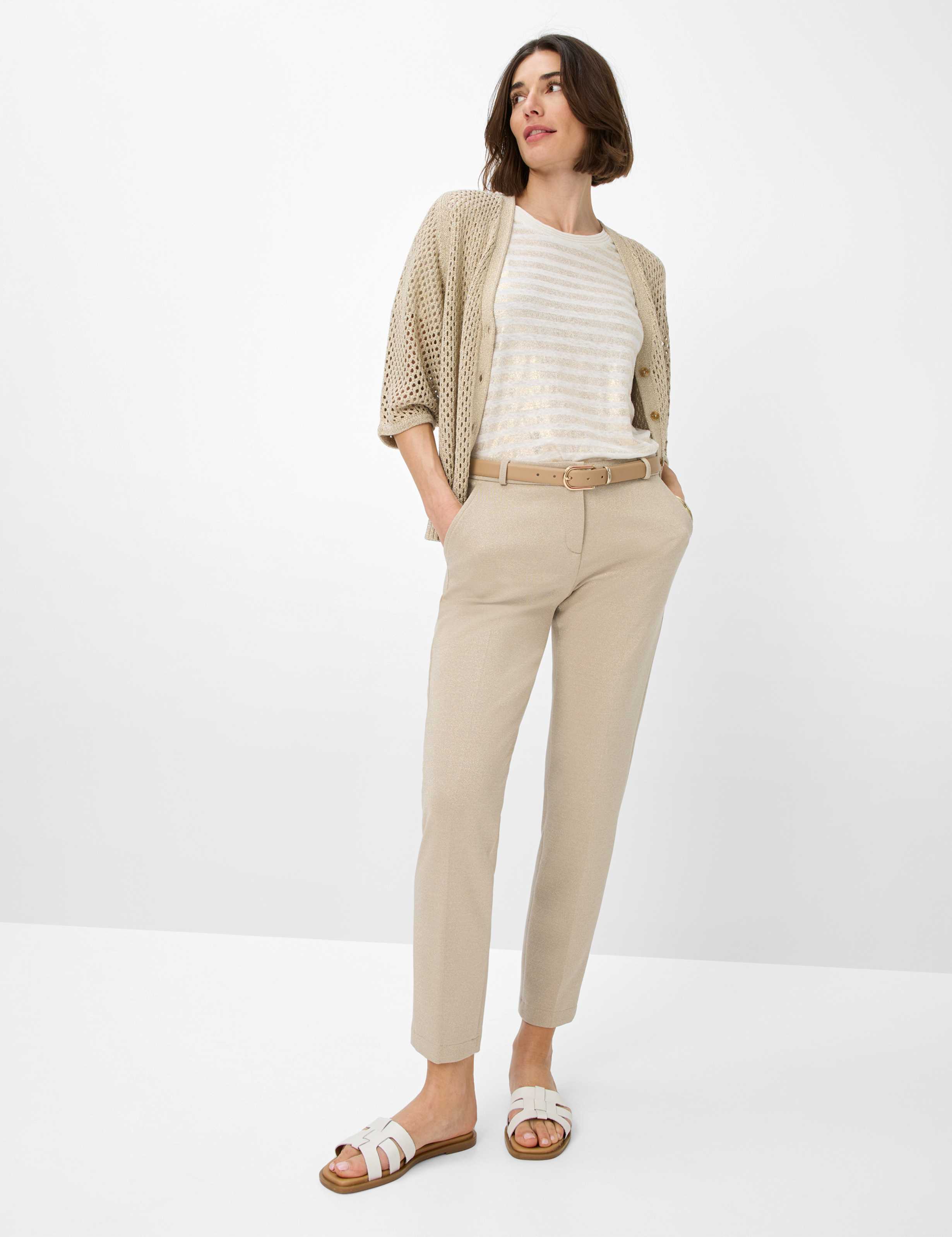 Women Style MARON S Beige Regular Fit Model Outfit
