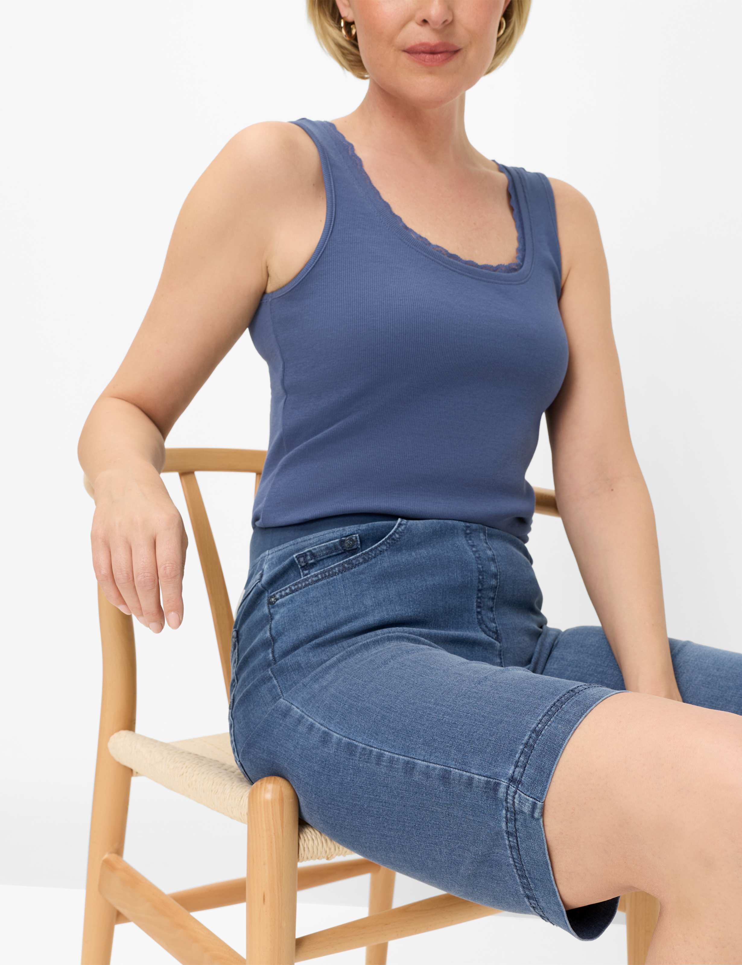 Femme Style PAMINA BERMUDA Denim Bleu Slim Fit Détail 1