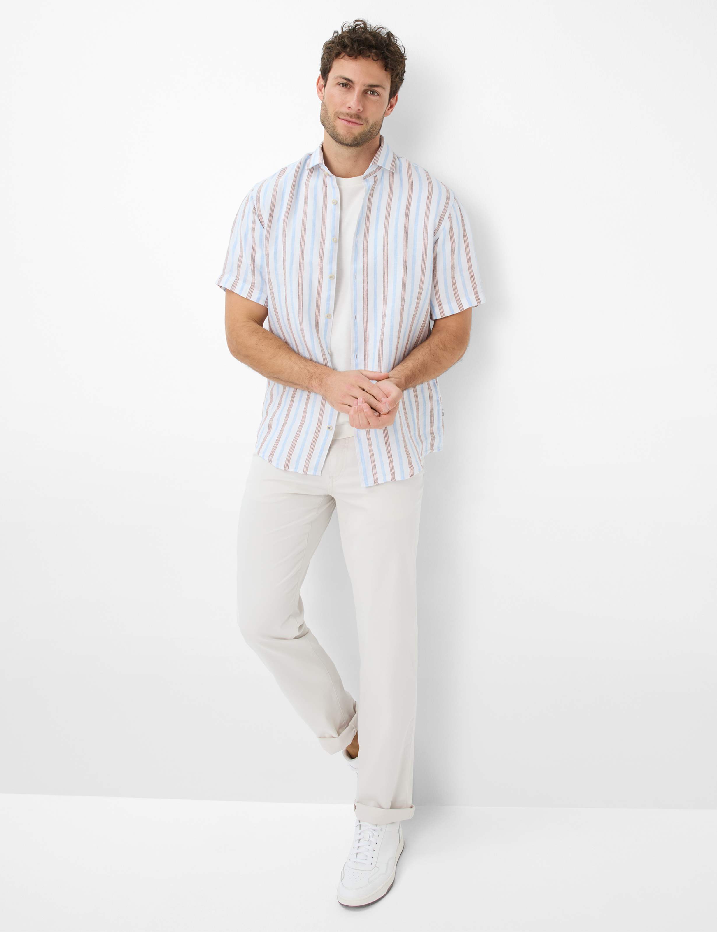 Homme Style CADIZ Beige Clair Straight Fit Tenue du mannequin