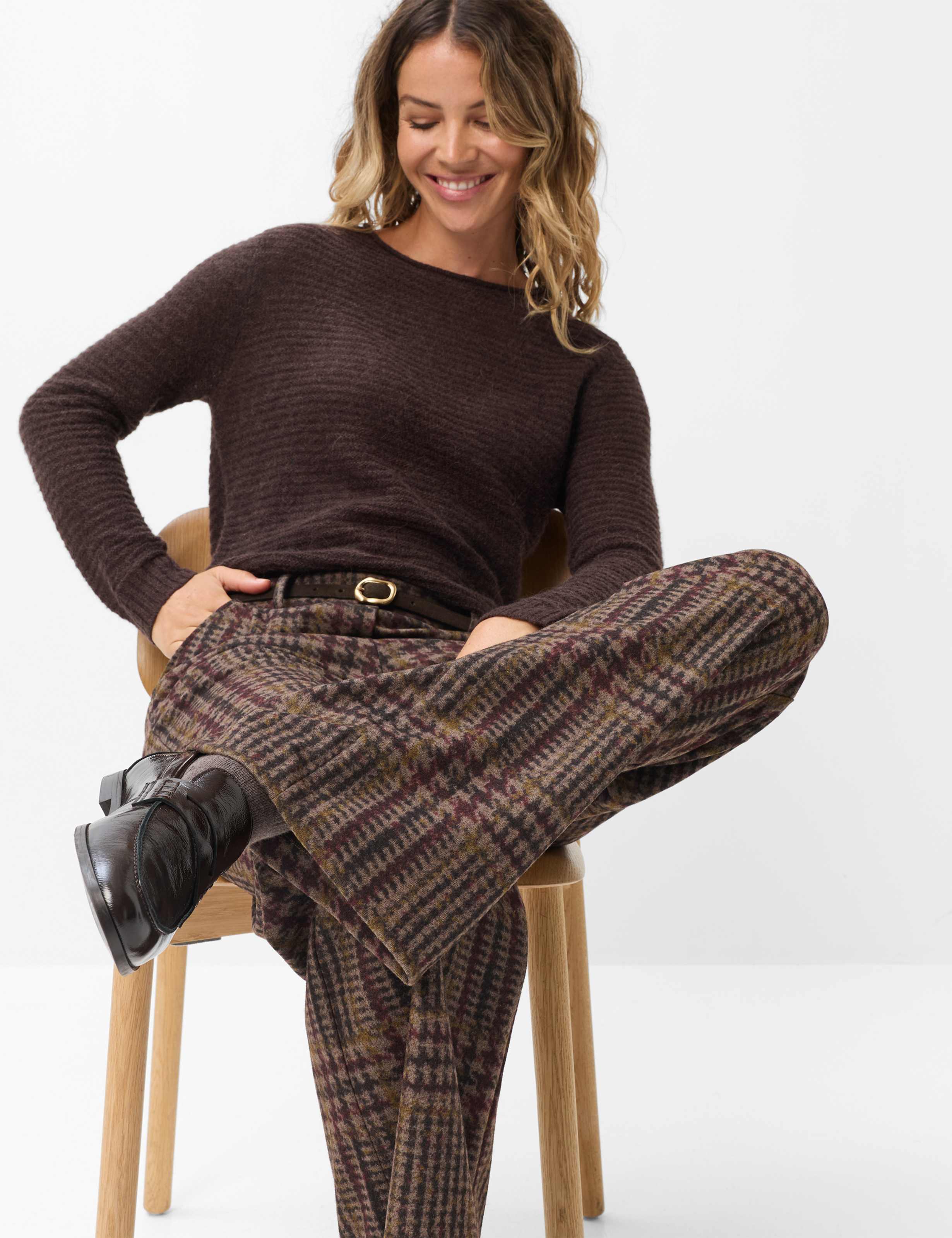 Dames Style MAINE Bruin Wide Leg Detail 1