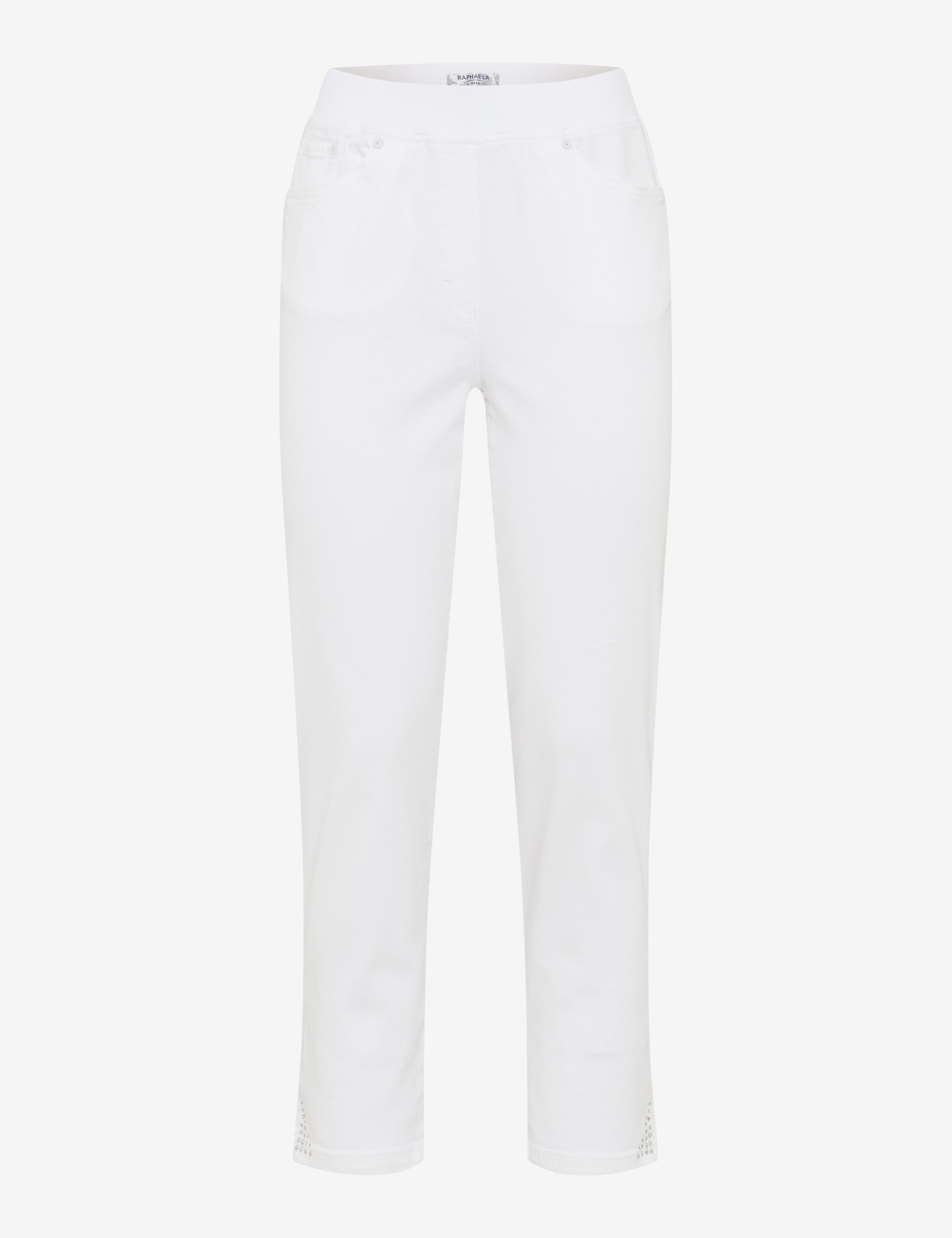 Dame Style PAMINA 6/8 Denim Hvid Slim Fit Udskæring foran