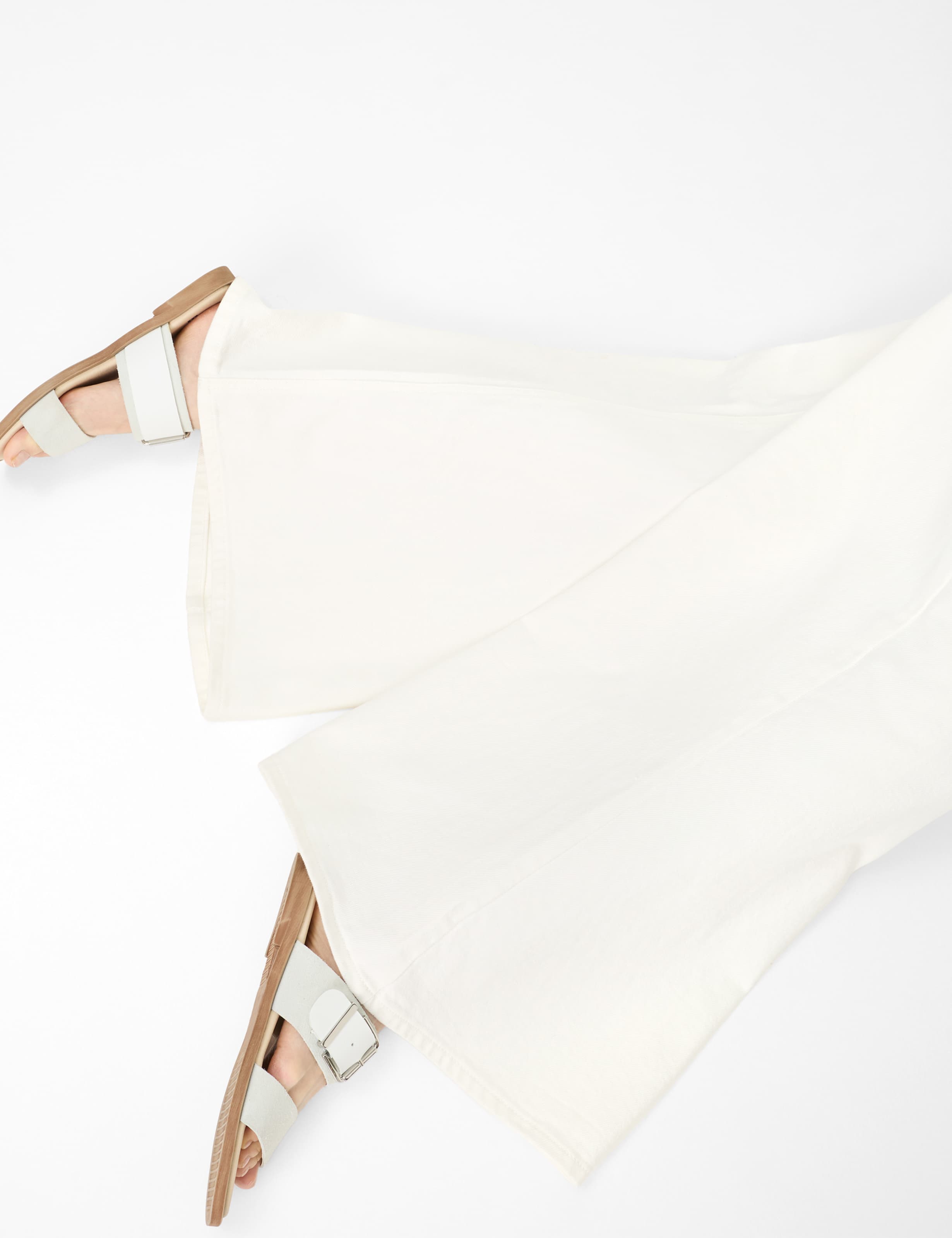 Dame Style MARCH Denim Cream White Wide Leg Detalje 1