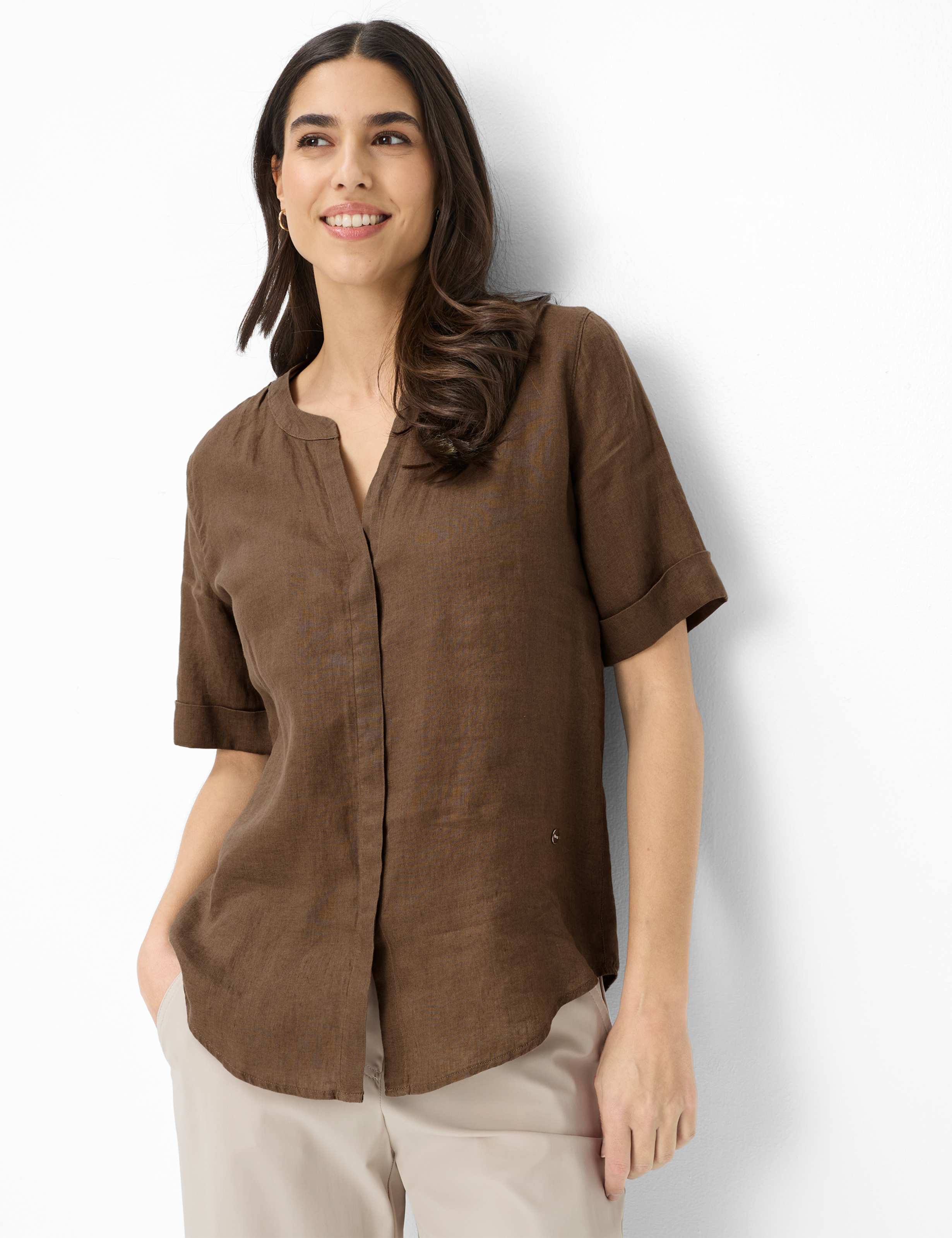 Thumbnail - Brax Damen Bluse Style VERI mocha brown, dunkelbraun, Gr. 36