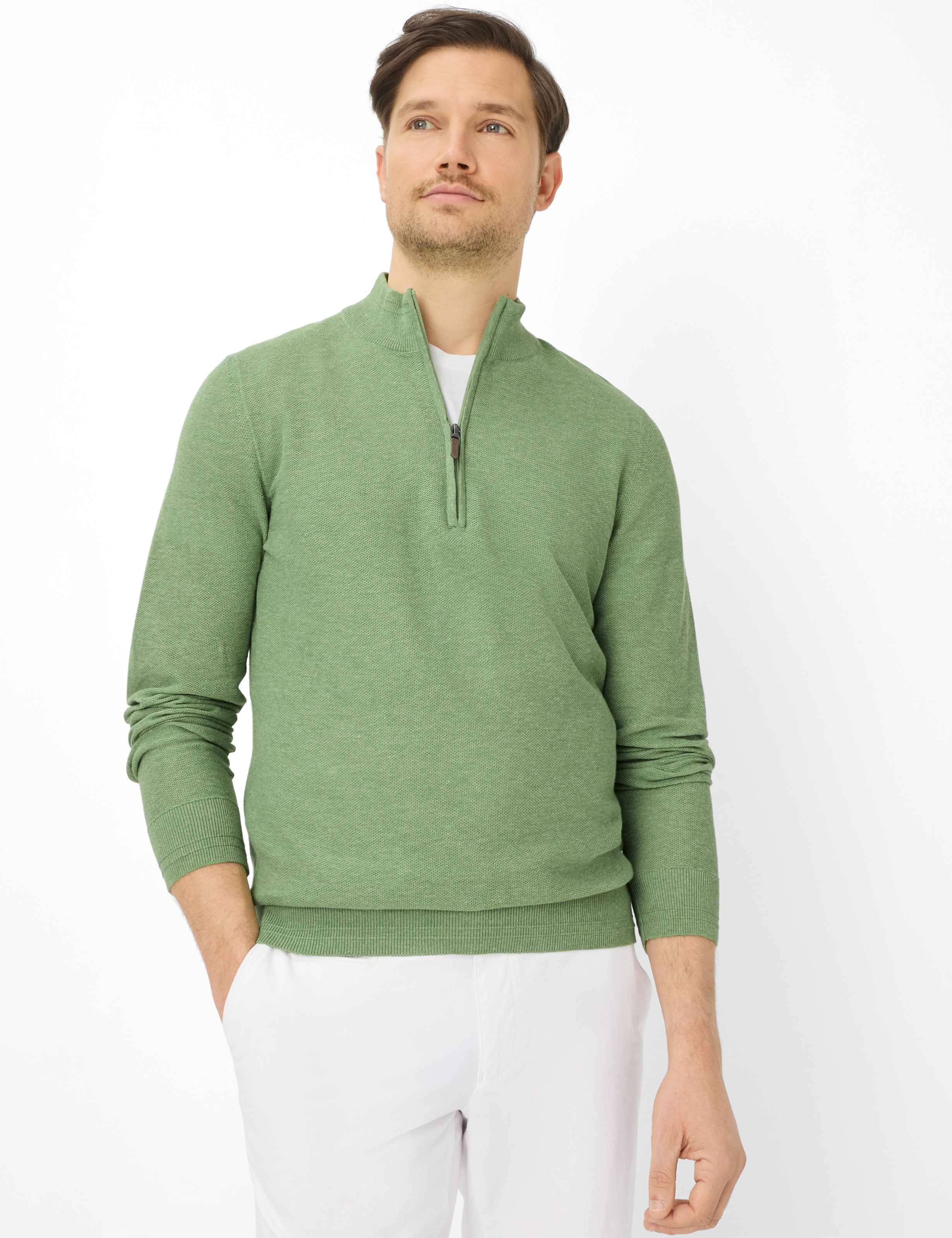 Thumbnail - Brax Herren Strickpullover Style STEFFEN herb Grün Oliv, grün - oliv, Gr. XXL