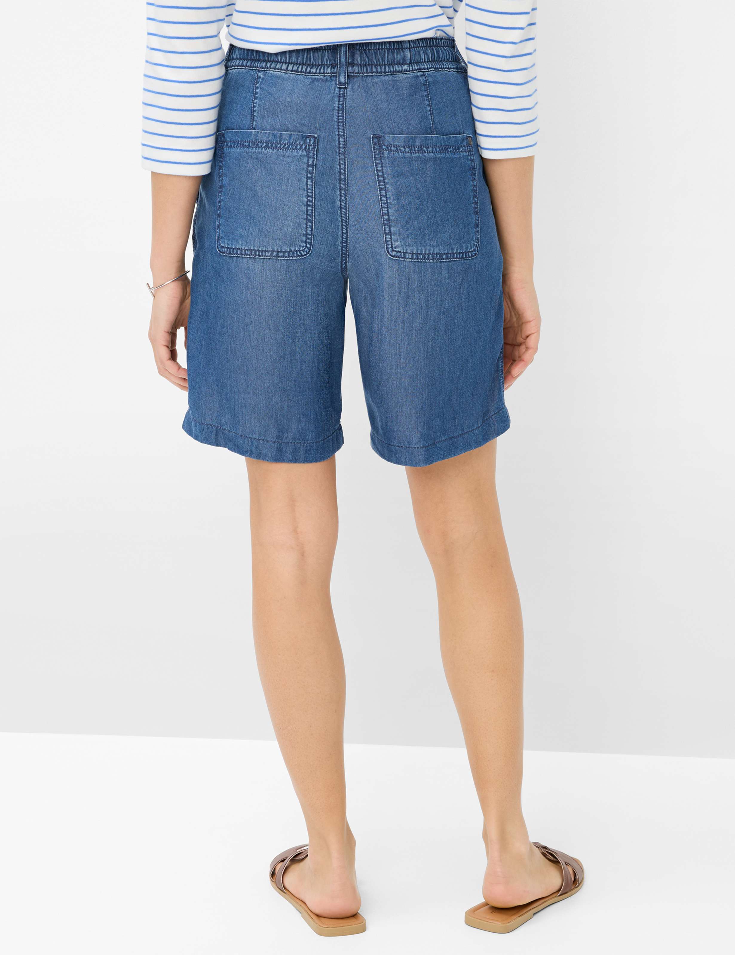 Women Style MAINE B Denim Dark Blue Wide Leg Model back