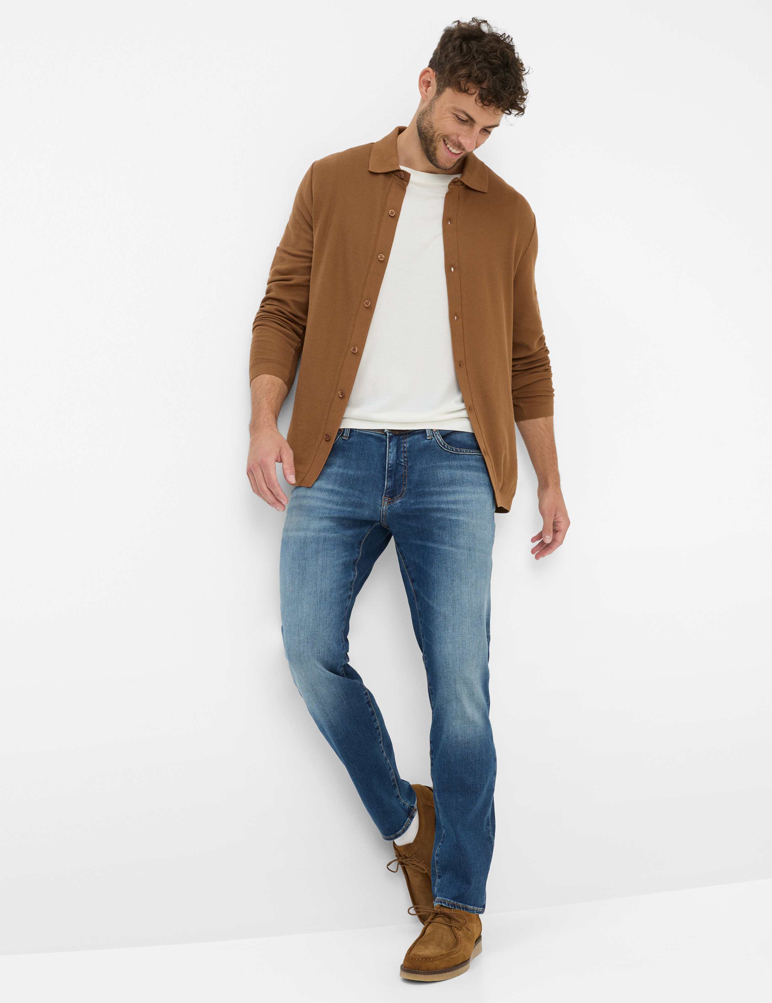 Herren Style CHRIS Denim Blau Slim Fit Model Outfit