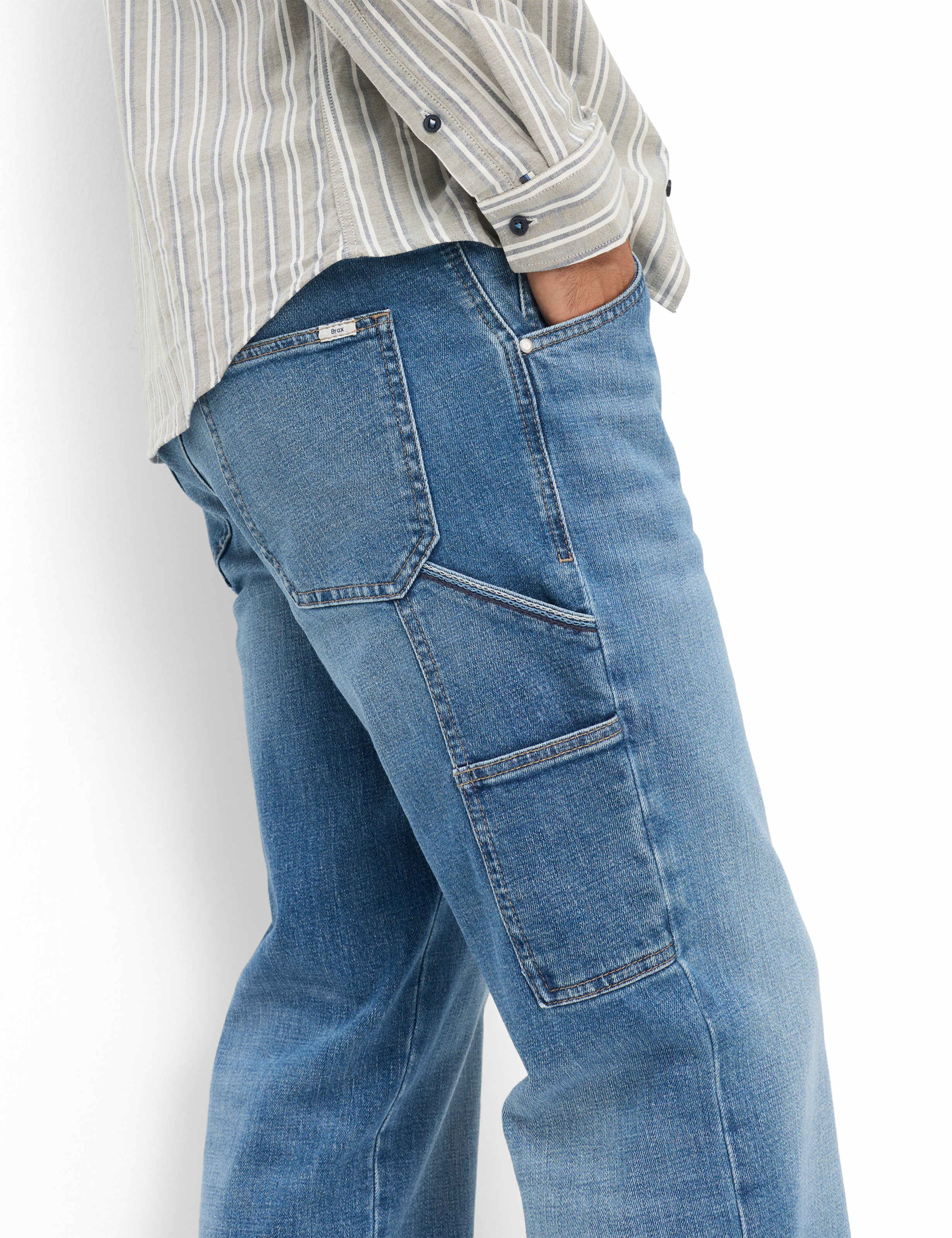 Heren Style COLE Denim Blauw Regular Relaxed Fit Detail 1