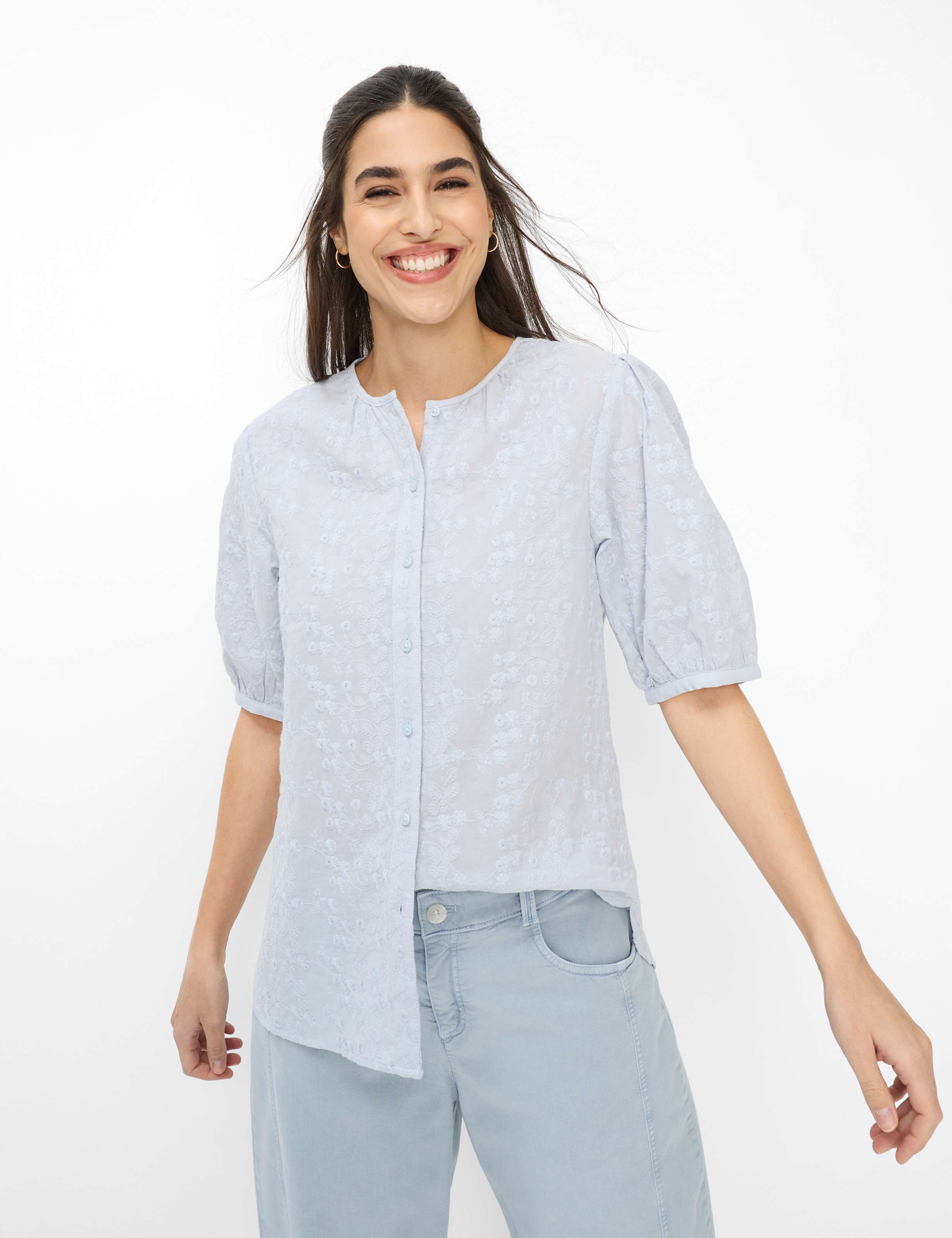 Thumbnail - Brax Damen Bluse Style VEA vintage blue, hellblau, Gr. 38