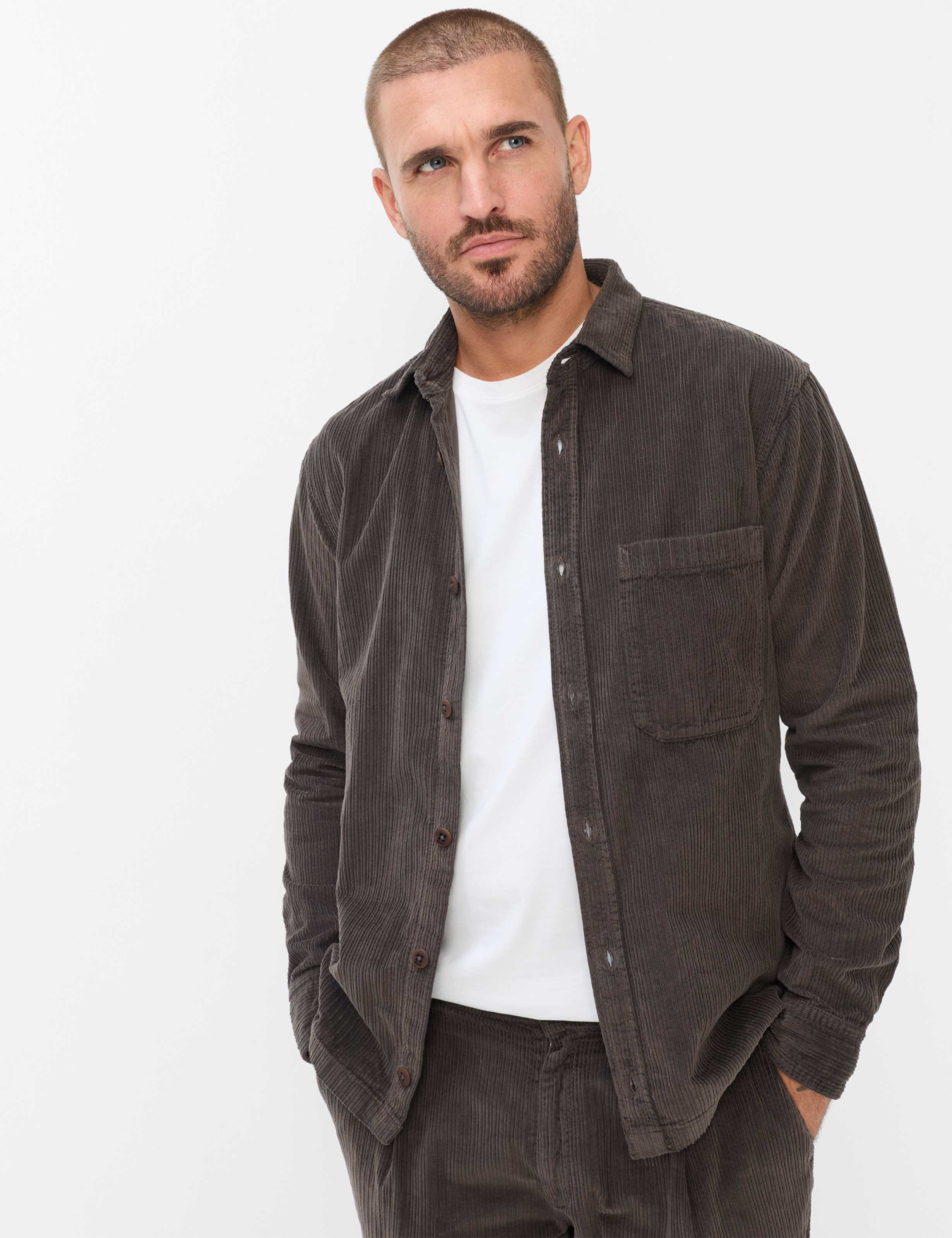 Brax Heren Shirt  Style KAY chocolate, donkerbruin, maat S
