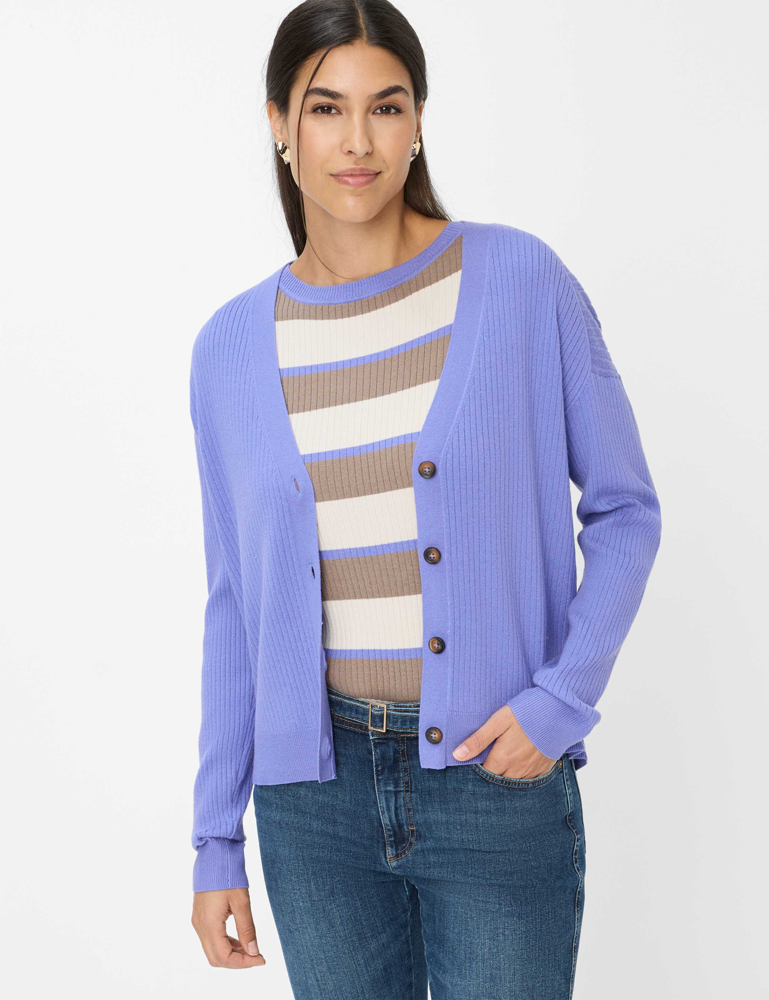 Thumbnail - Brax Damen Strickjacke Style ANIQUE violet storm, lila, Gr. 40