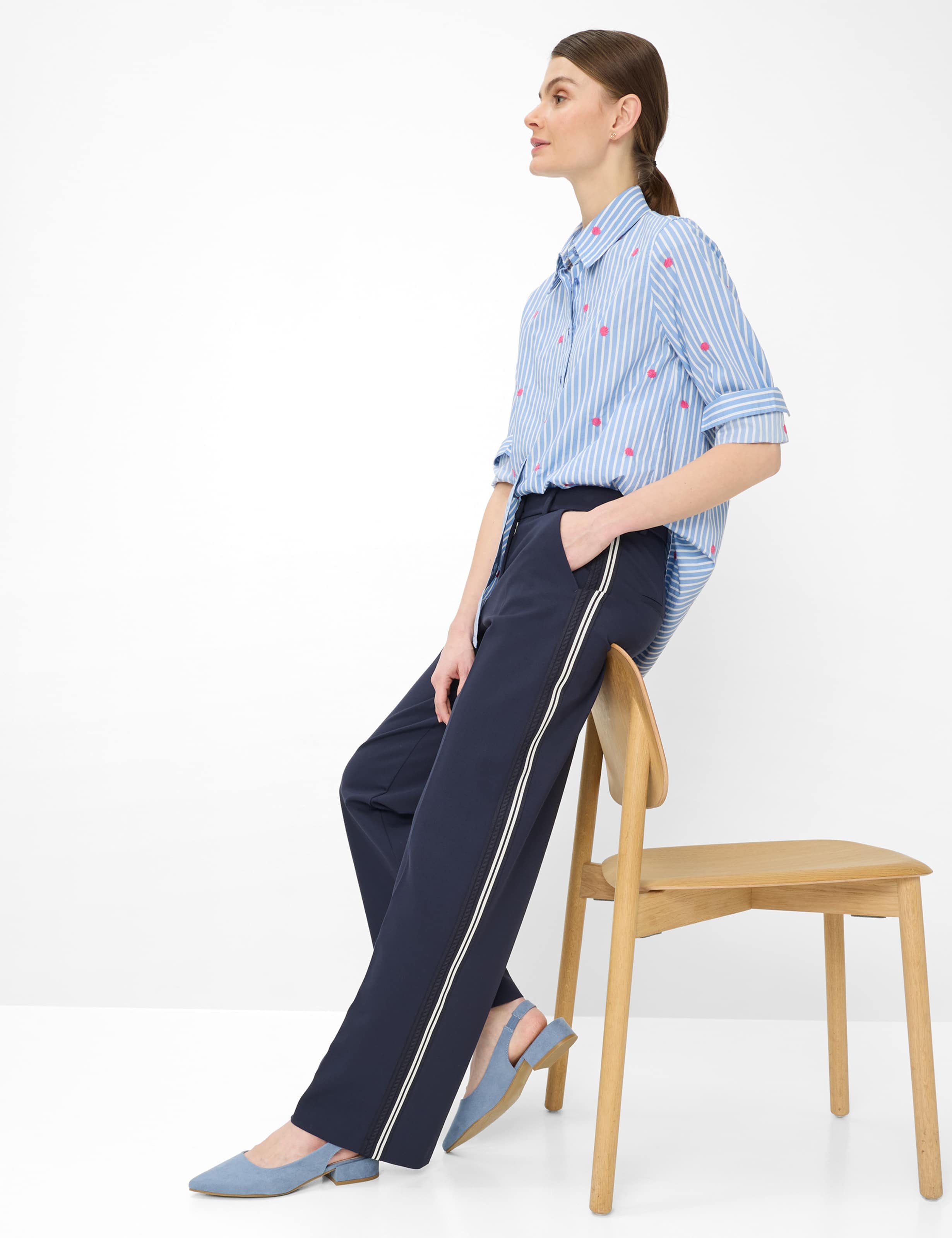 Dame Style MAINE Mørkeblå Wide Leg Detalje 1