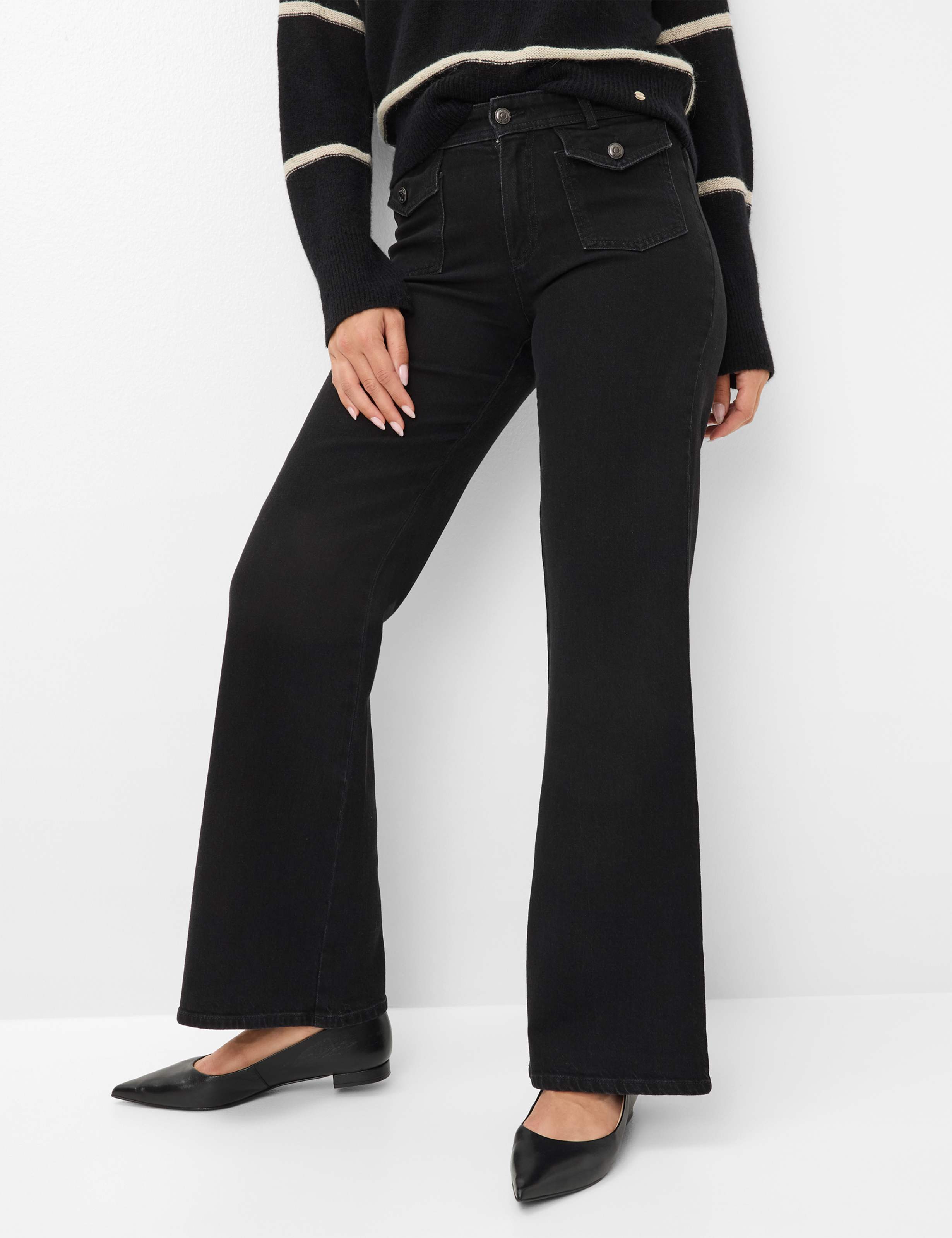 Thumbnail - Brax Damen Palazzohose Style MAINE CLEAN BLACK BLACK, denim schwarz, Gr. 34