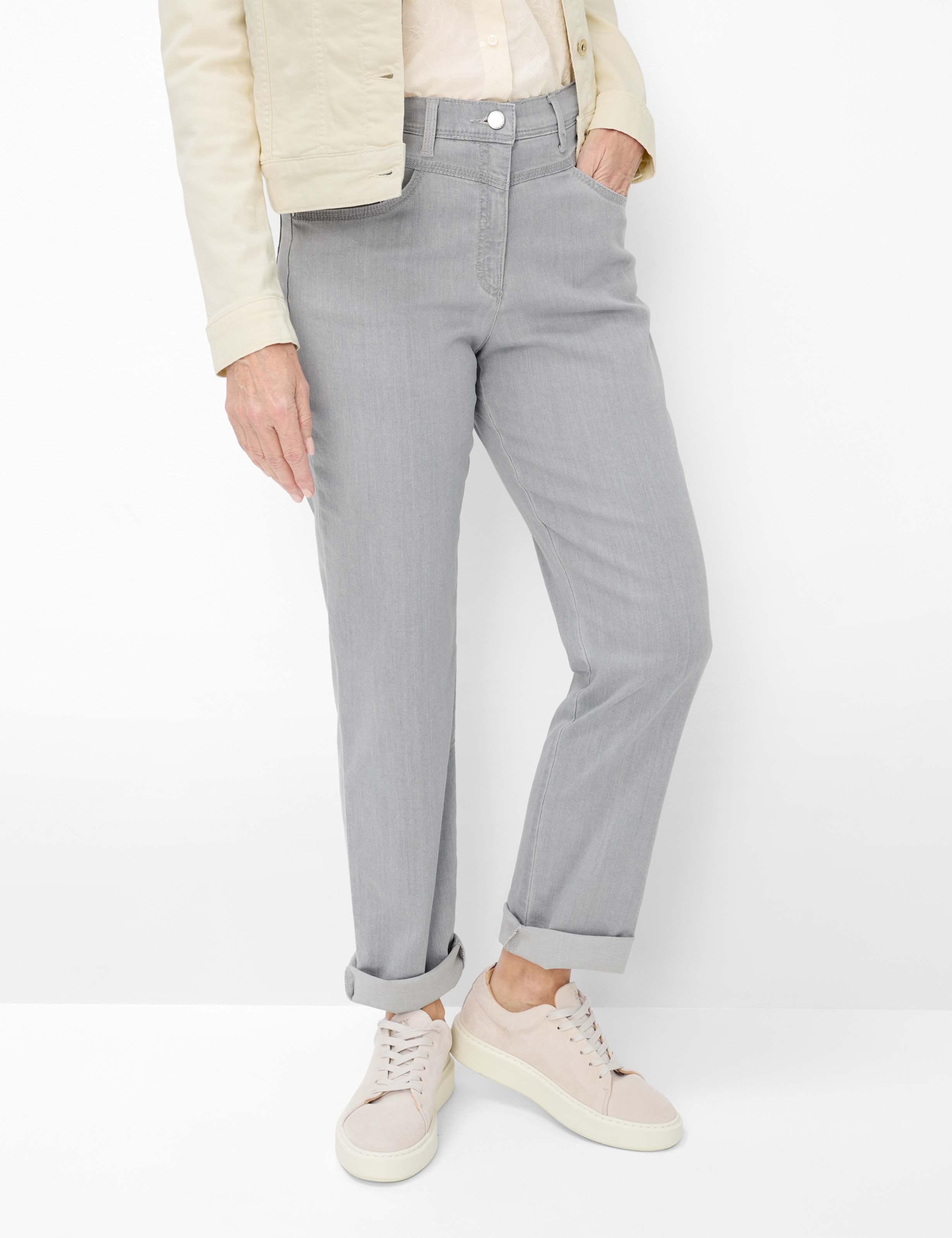 Thumbnail - Raphaela by Brax Damen Five-Pocket-Hose Style CAREN NEW VERY LIGHT GREY,SLIGHTLY USED, denim hellgrau, Gr. 40