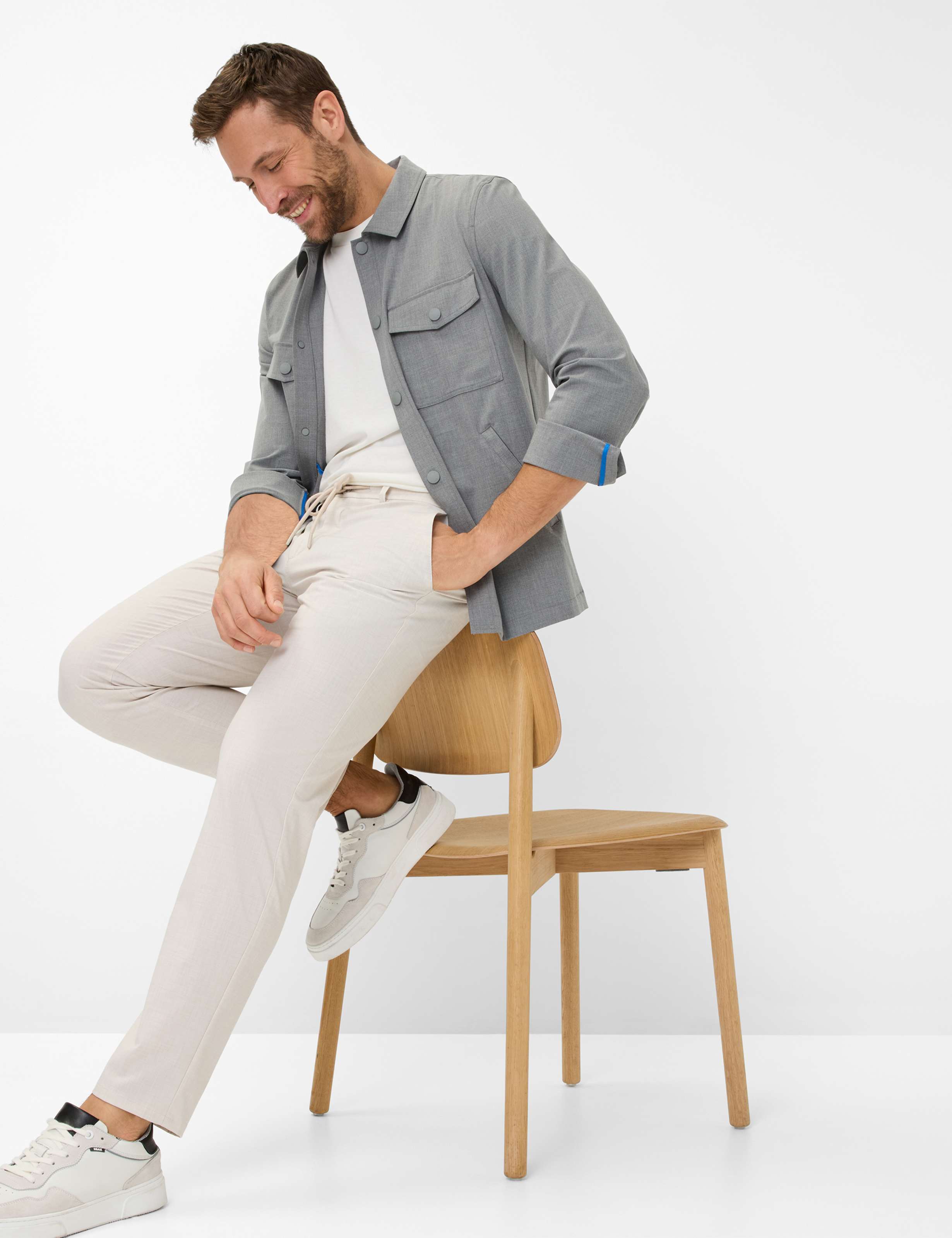 Herre Style SILVIO Lysbeige Slim Fit Detalje 1
