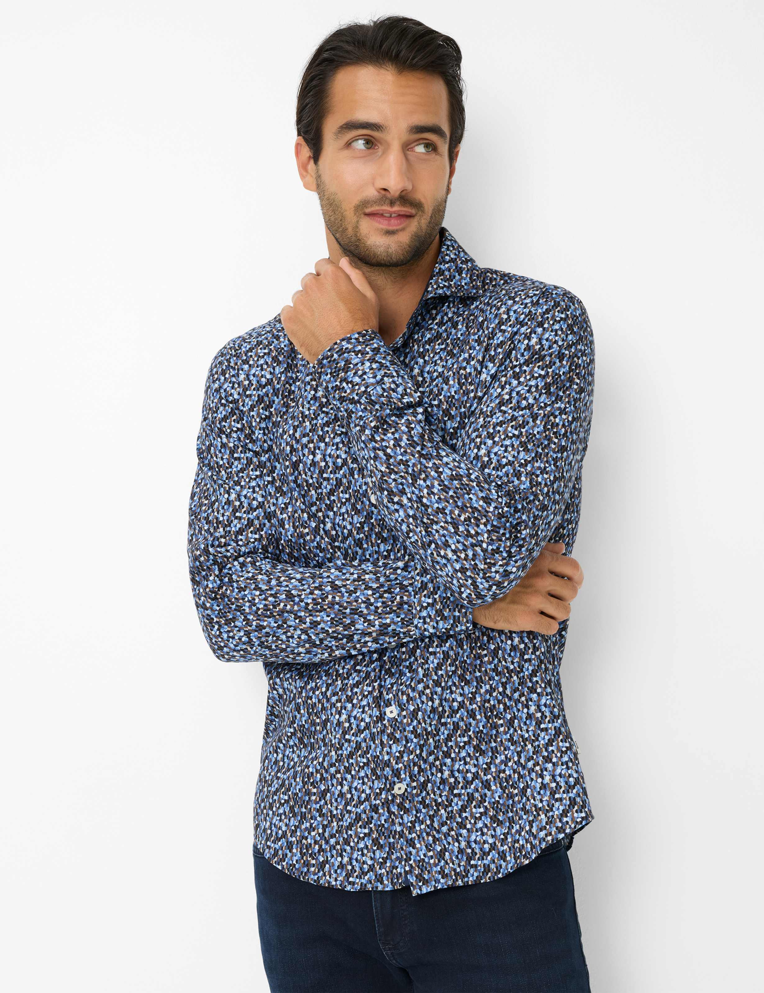 Thumbnail - Brax Herren Hemd Style HAROLD baltic, Blau, Gr. S