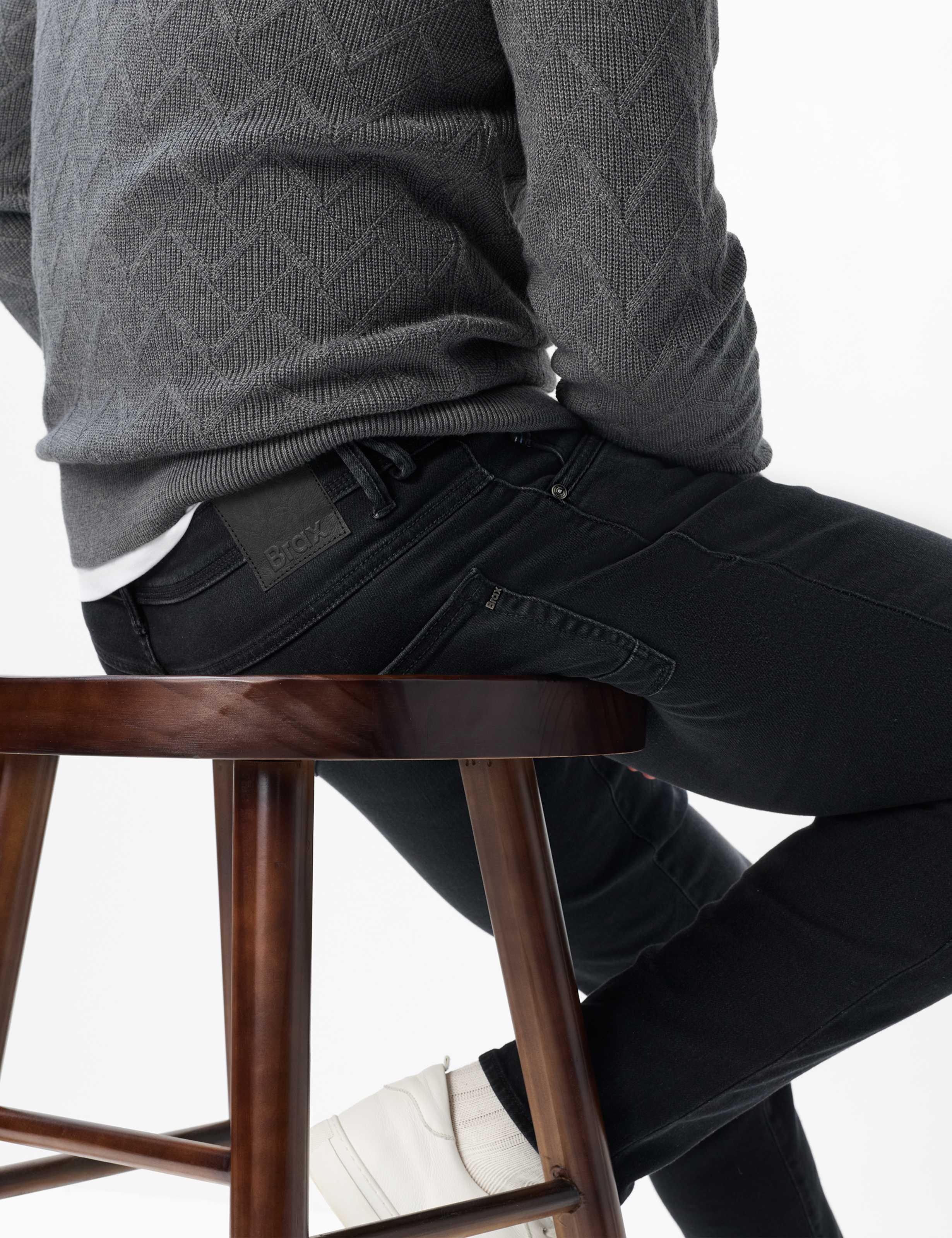 Men Style CHRIS Denim Dark Gray Slim Fit Detail 1
