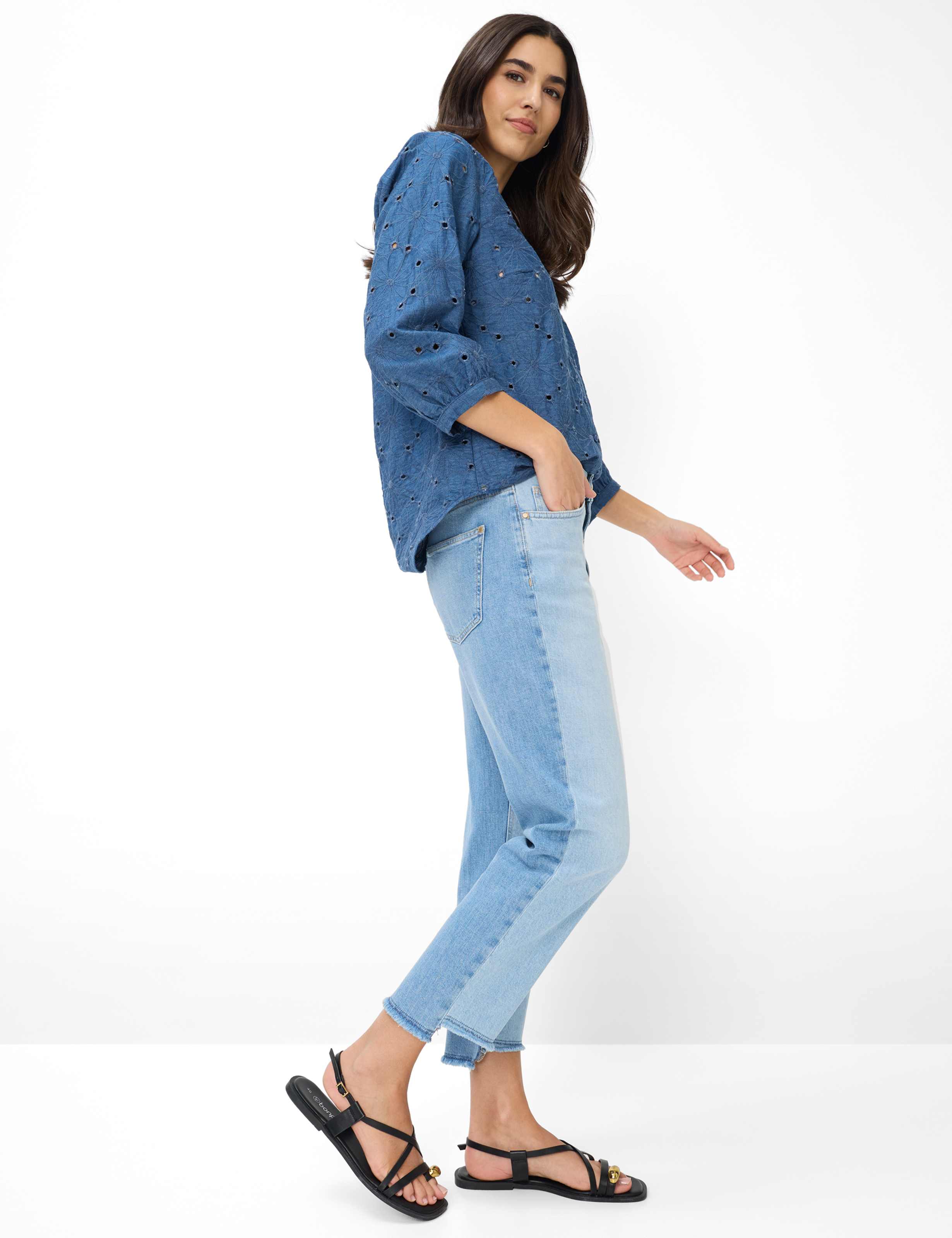 Dames Style MADISON S Denim Blauw Straight Fit Model outfit