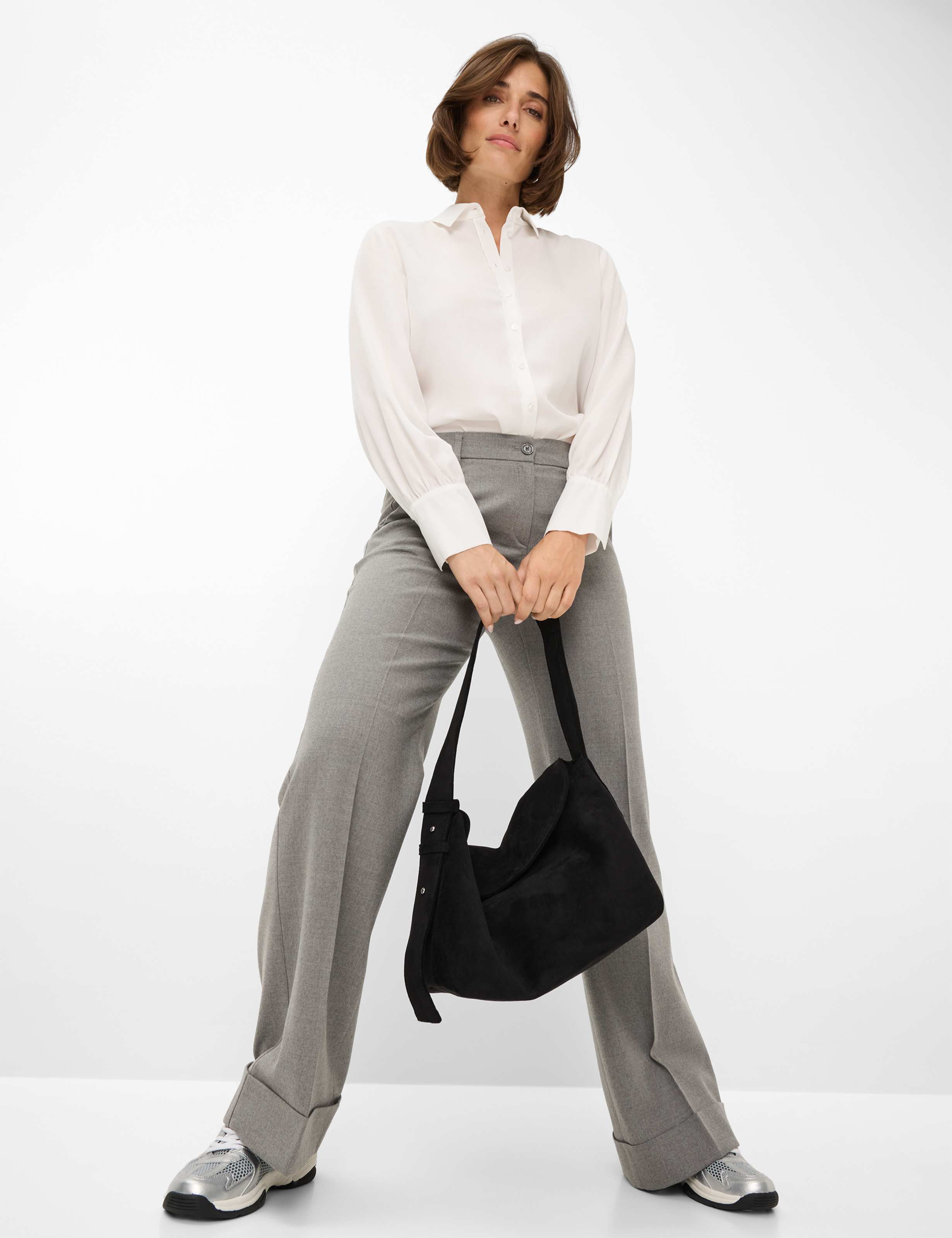 Women Style MAINE Medium Gray Wide Leg Detail 1