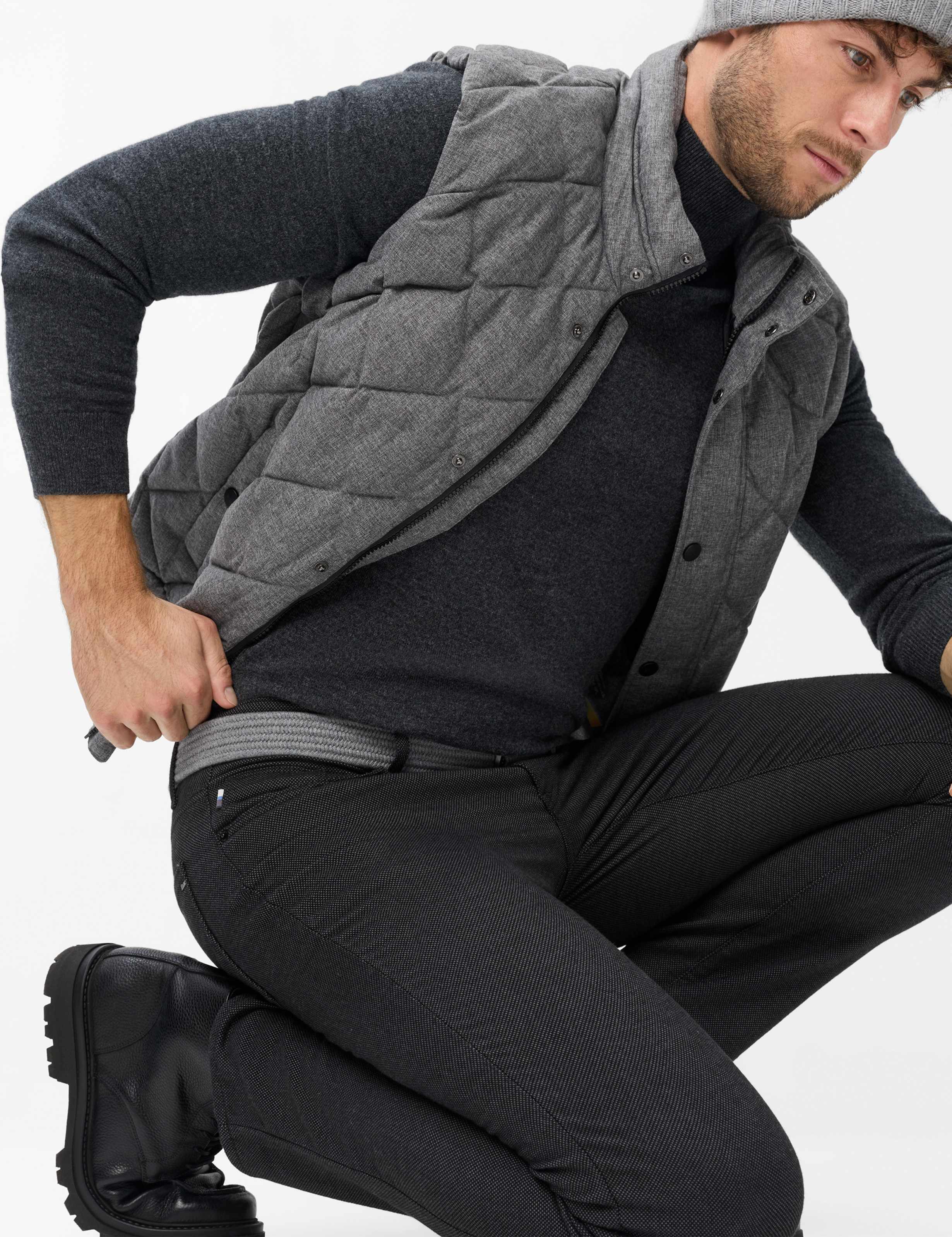 Herren Style CADIZ Dunkelgrau Straight Fit Detail 1