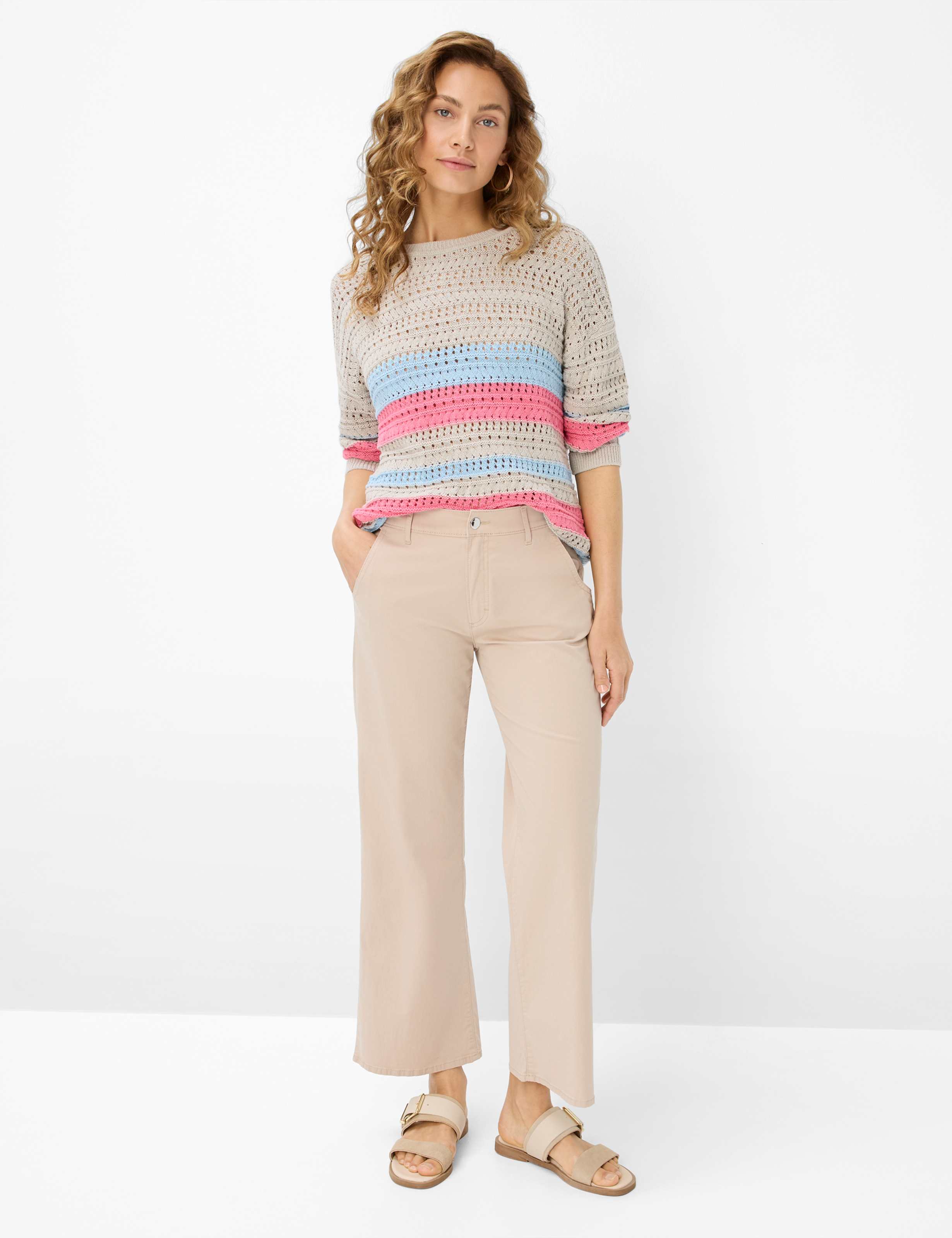 Damen Style MAINE S Beige Wide Leg Model Outfit