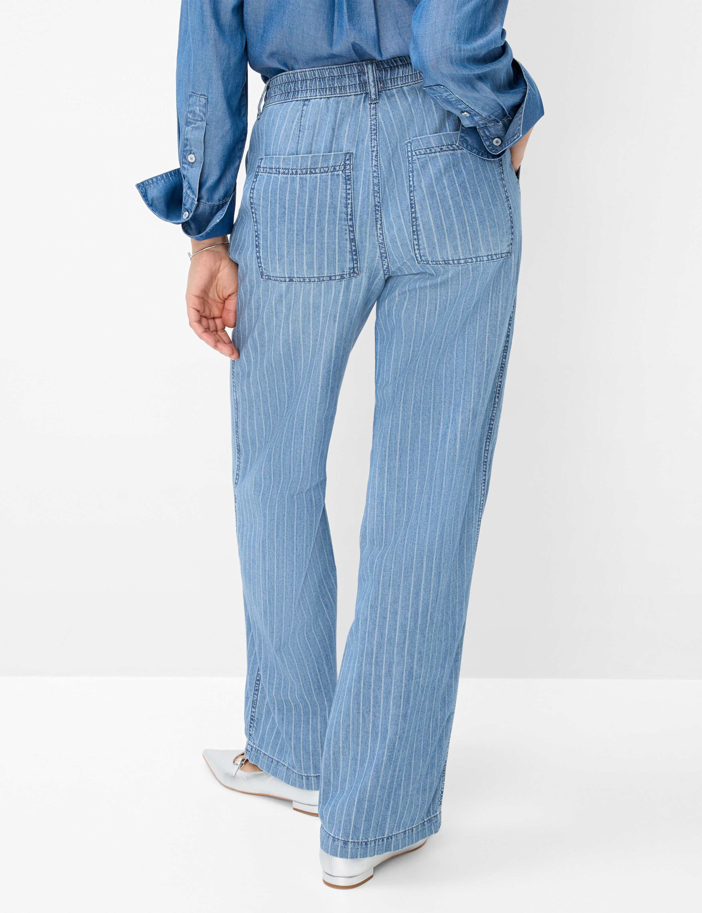Women Style MAINE Denim Blue Wide Leg Model back