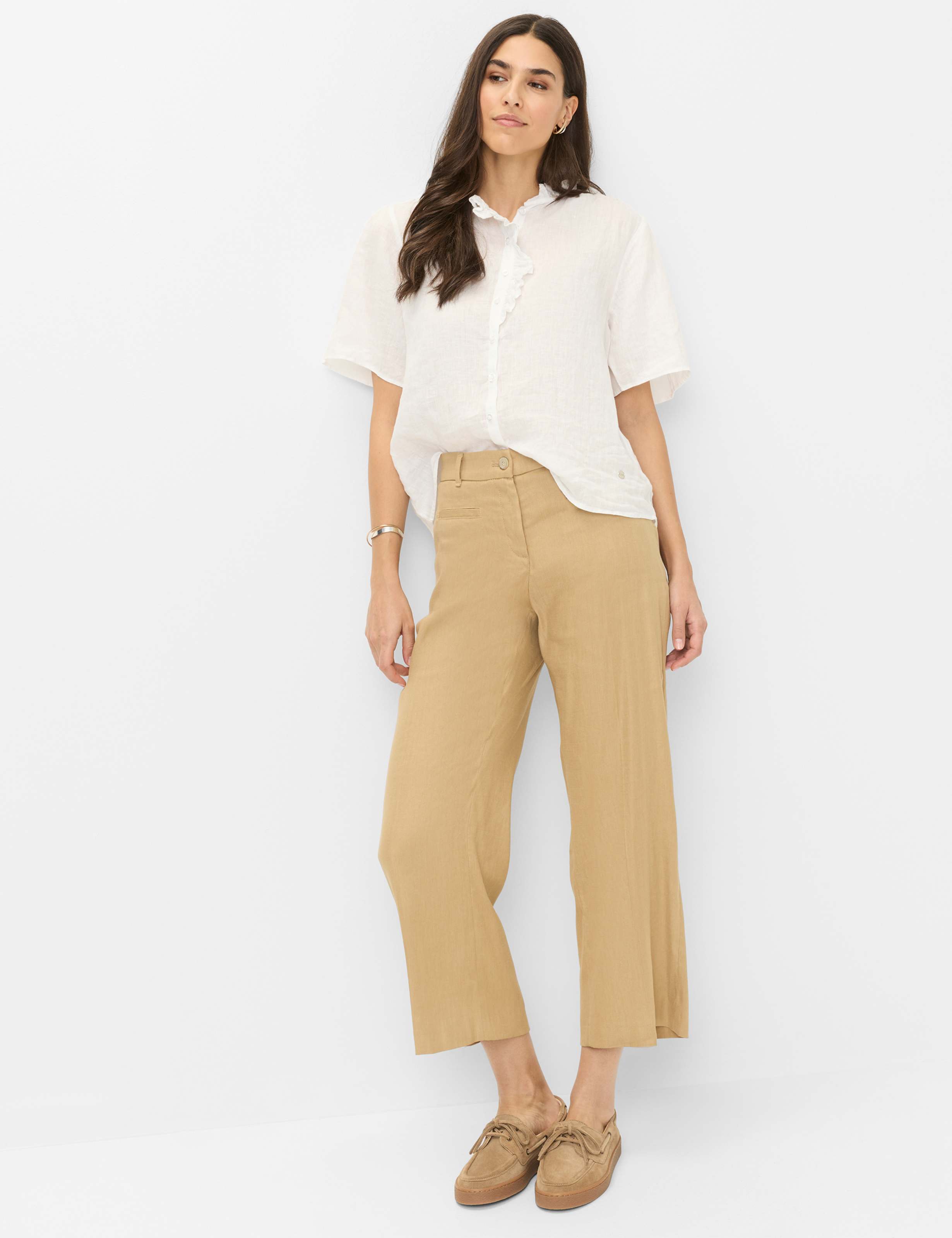 Women Style MAINE S Beige Wide Leg Model Outfit
