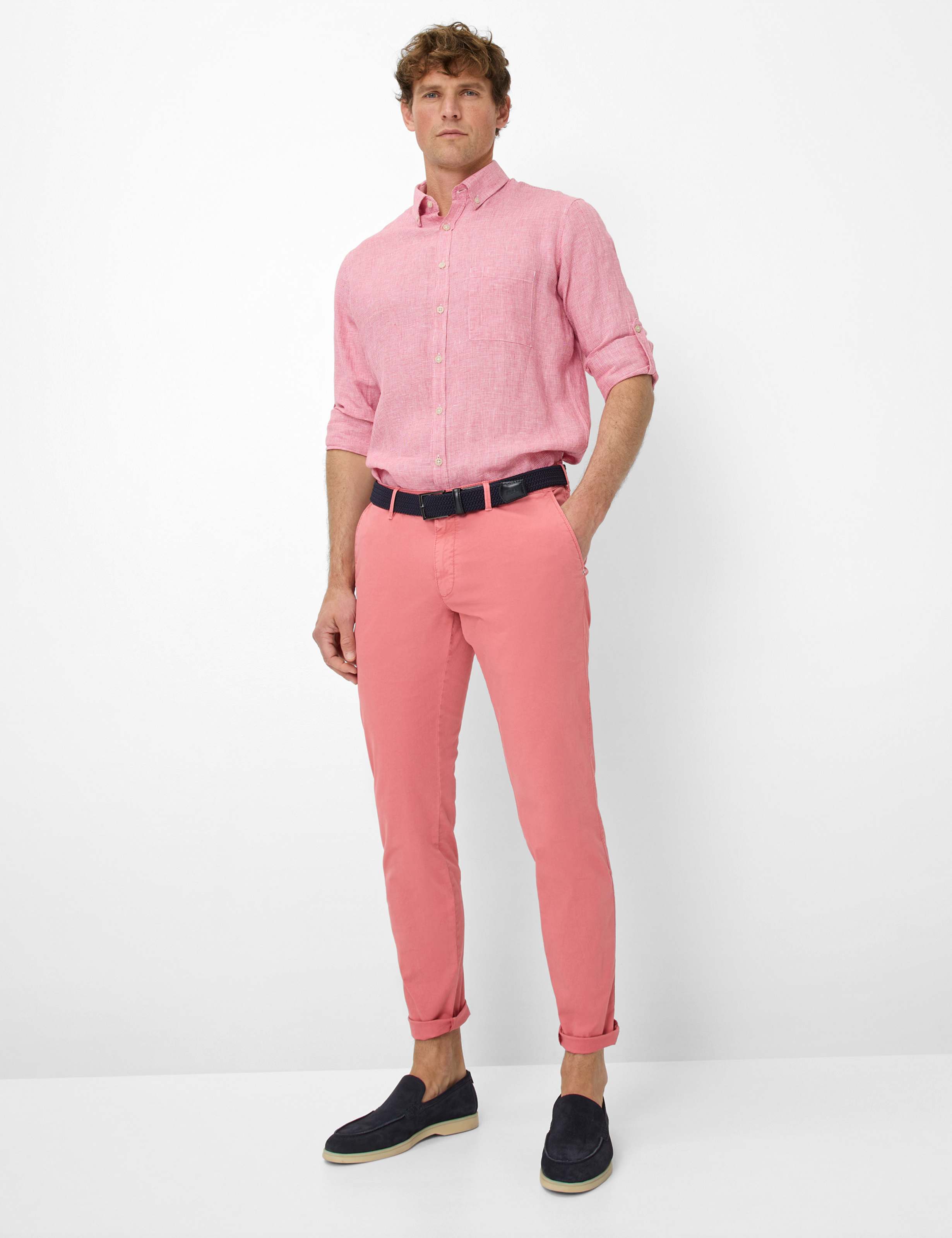 Herre Style SILVIO Lysrød Slim Fit Model Outfit