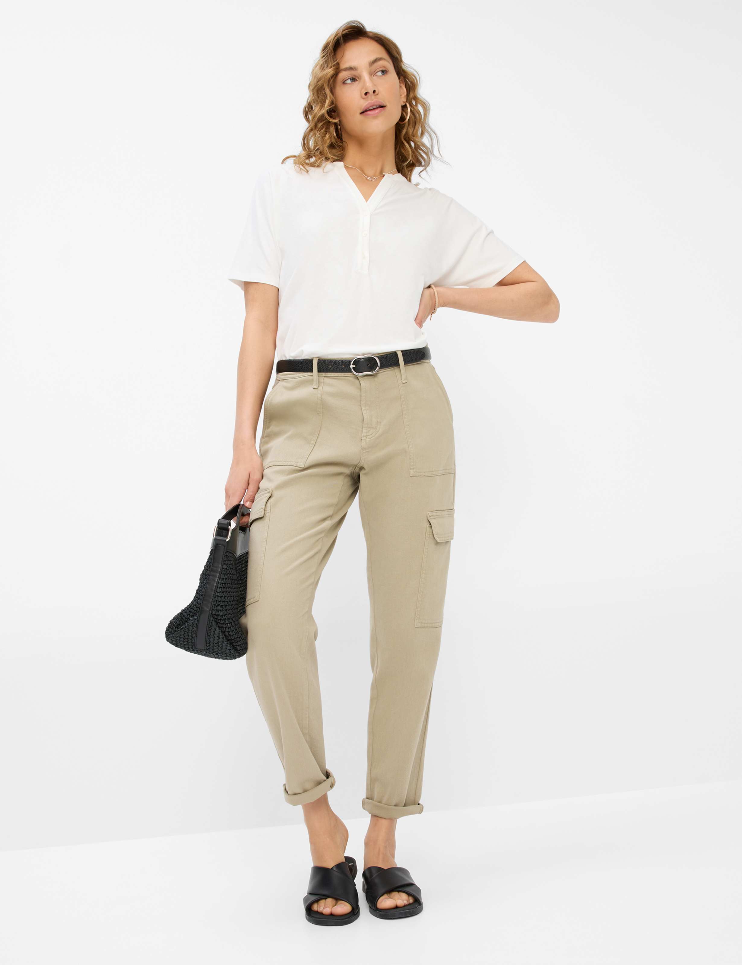 Damen Style MILEY S Denim Grün - Oliv Relaxed Fit Model Outfit