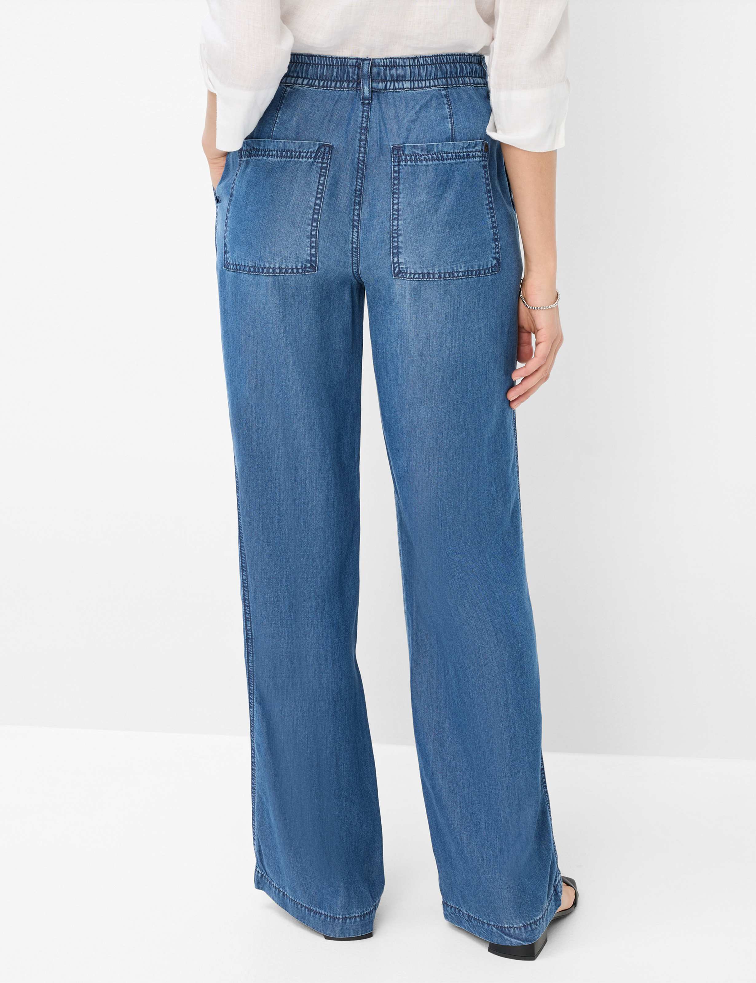 Women Style MAINE Denim Dark Blue Wide Leg Model back