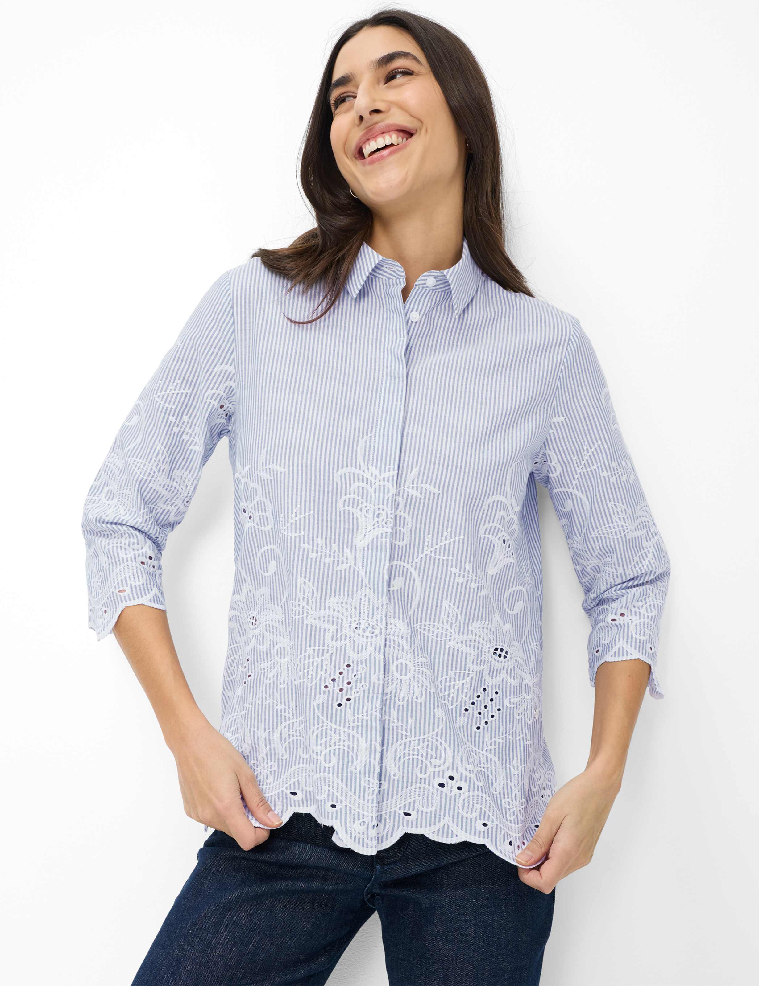 Thumbnail - Brax Damen Bluse Style VICKI vintage blue, hellblau, Gr. 36