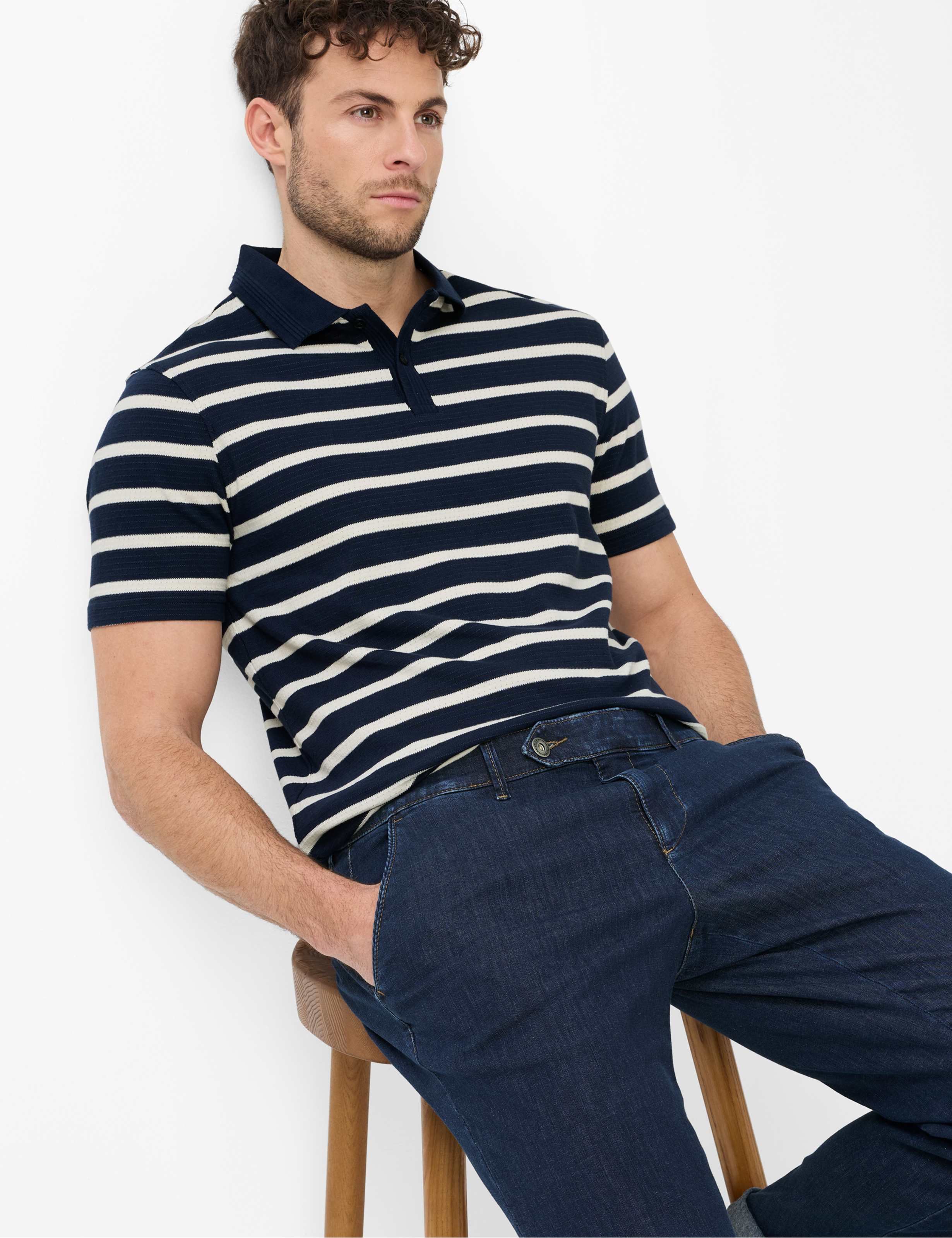 Heren Style JIM Denim Blauw Regular Fit Detail 1