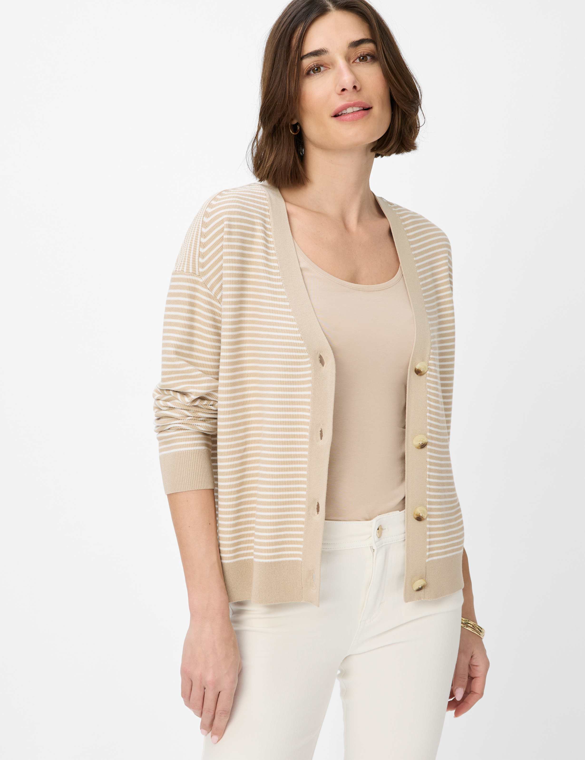 Thumbnail - Brax Damen Strickjacke Style ANIQUE almond, Beige, Gr. 34