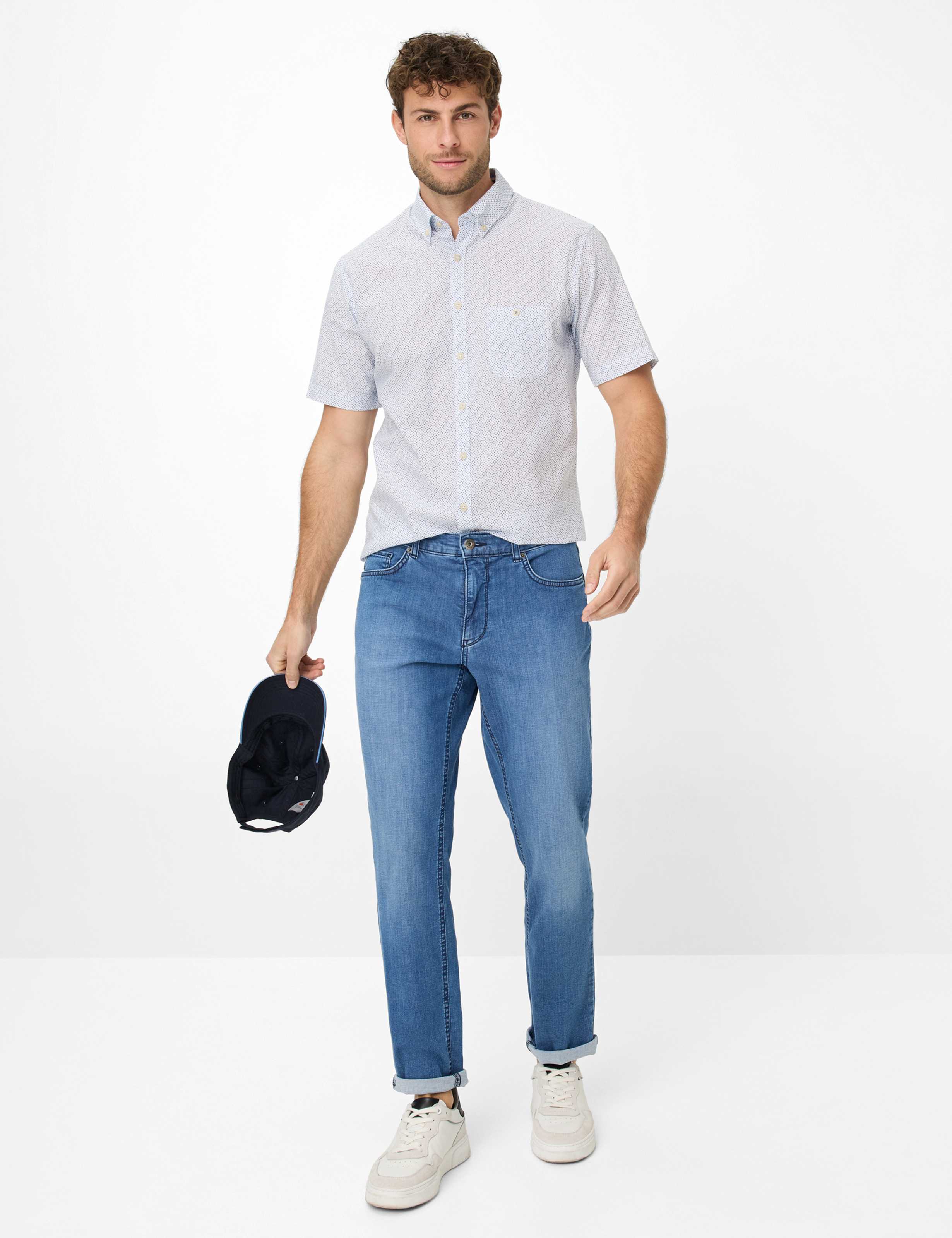 Herren Style COOPER Denim Blau Regular Fit Model Outfit