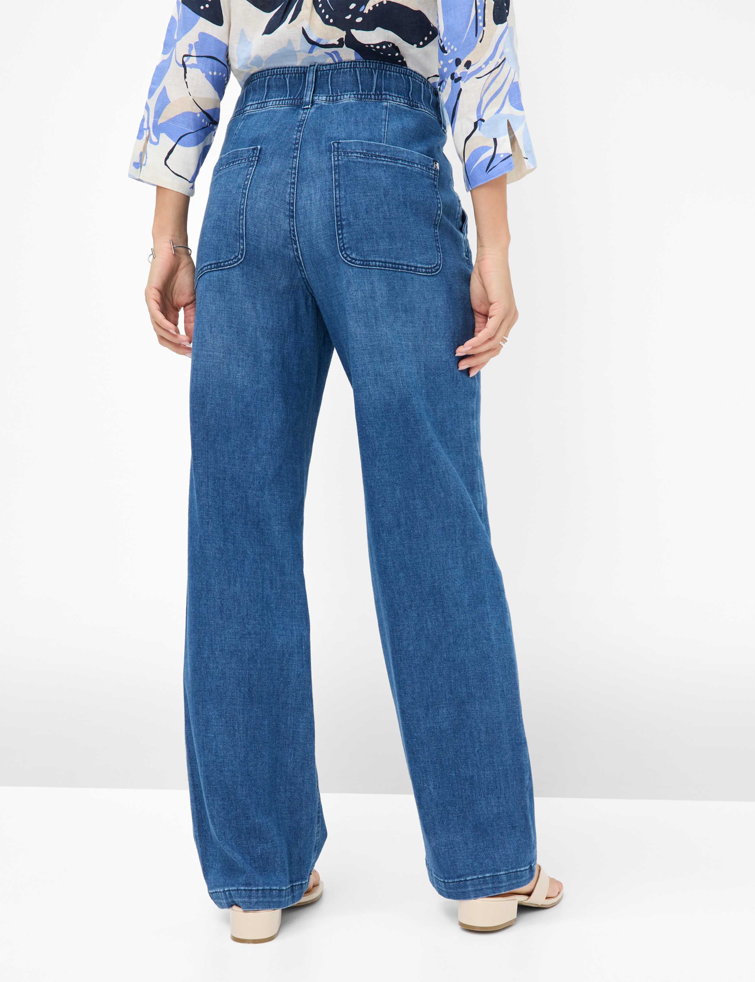 Women Style MAINE Denim Blue Wide Leg Model back