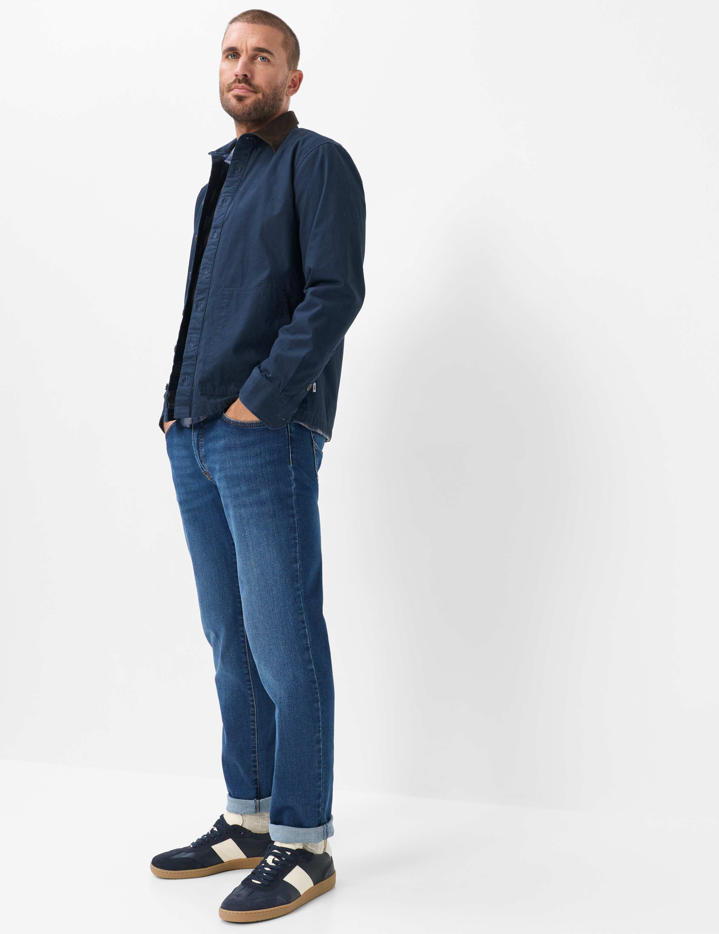 Herren Style CADIZ Denim Blau Straight Fit Model Outfit