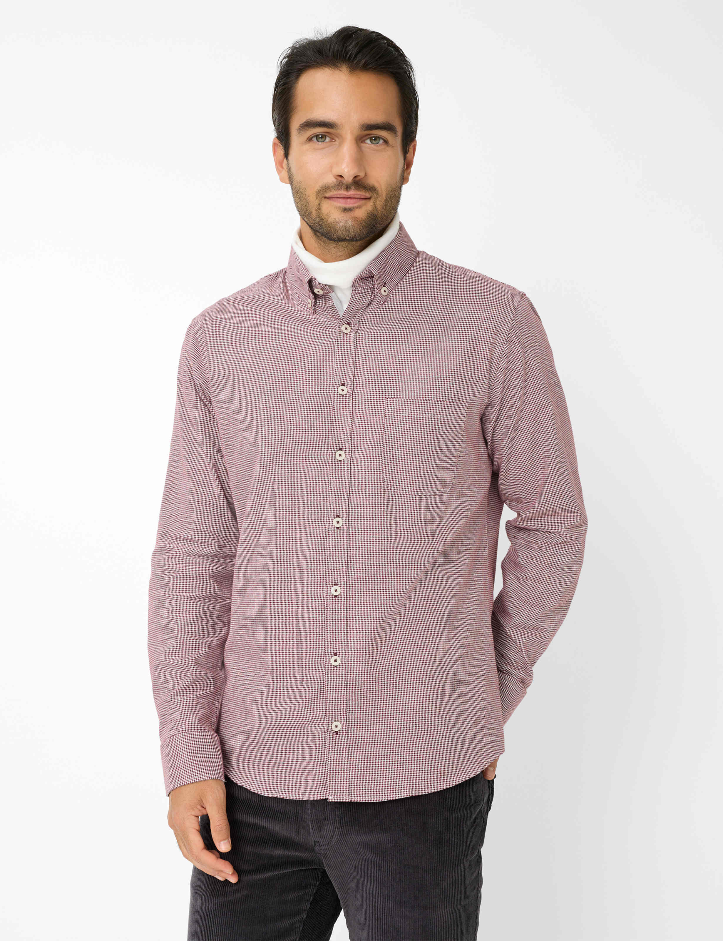 Thumbnail - Brax Herren Hemd Style DANIEL velvet, dunkelrot, Gr. XL