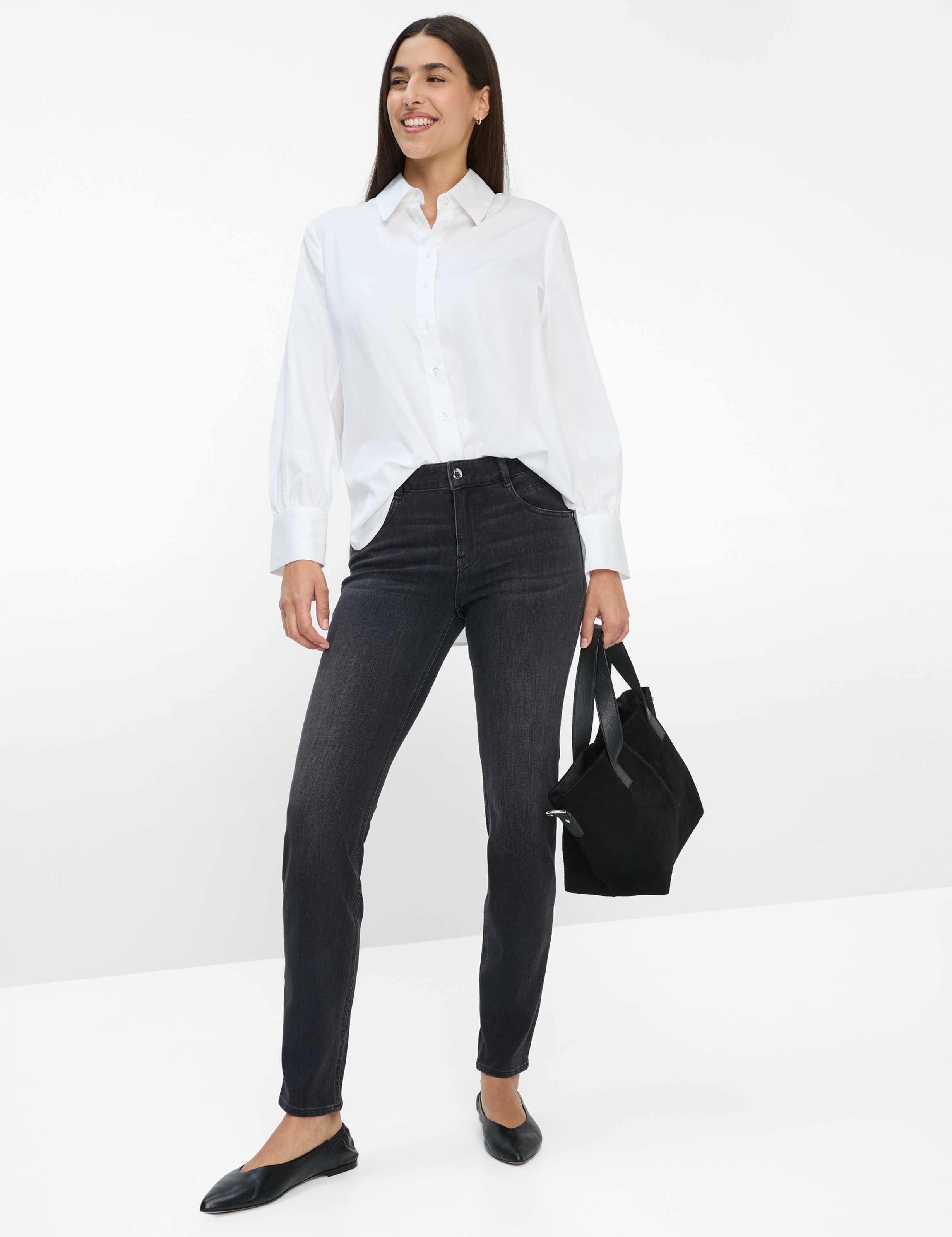 Dames Style SHAKIRA Denim Donkergrijs Slim Fit Model outfit