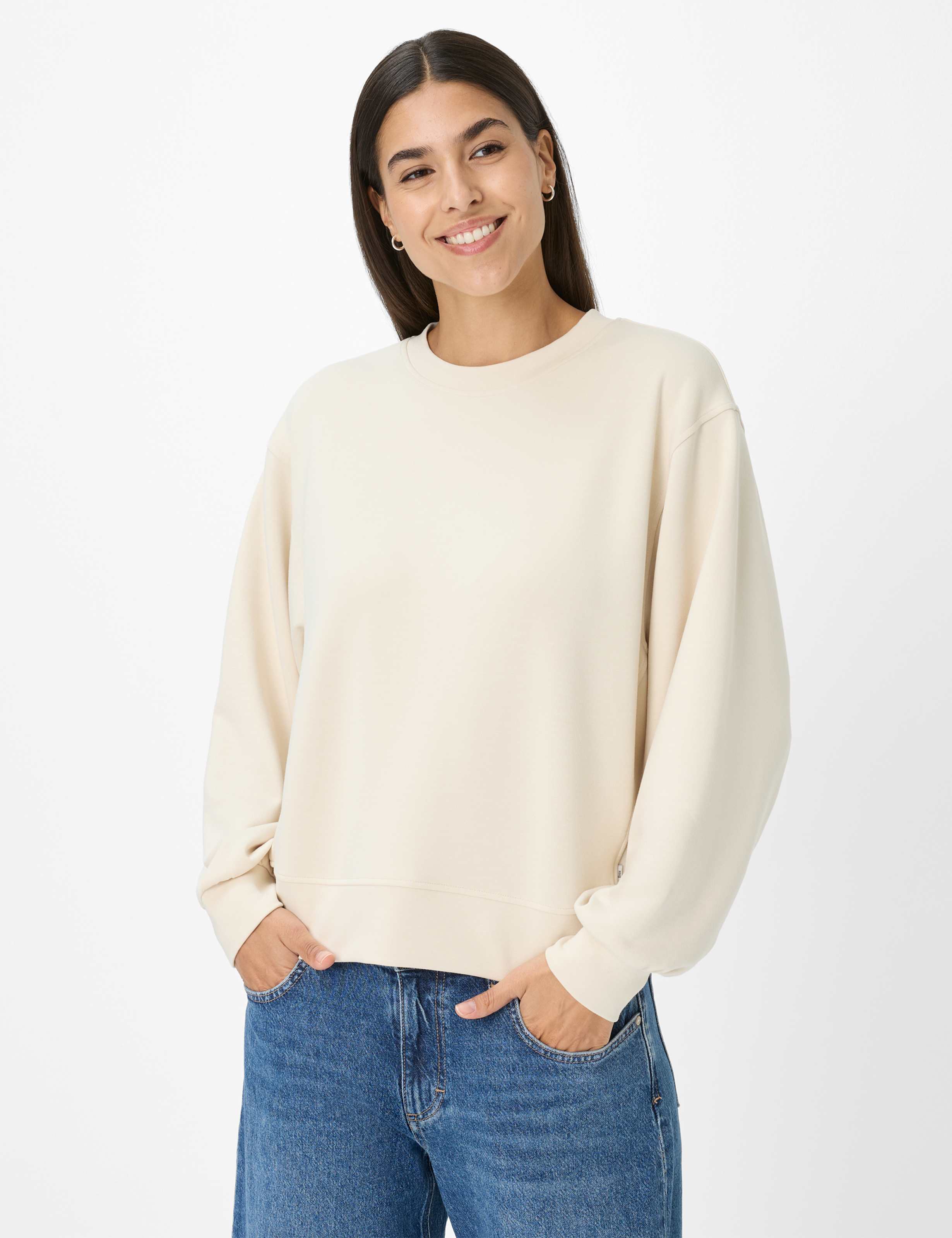 Thumbnail - Brax Damen Sweatshirt Style BECA L canvas, hellbeige, Gr. 46