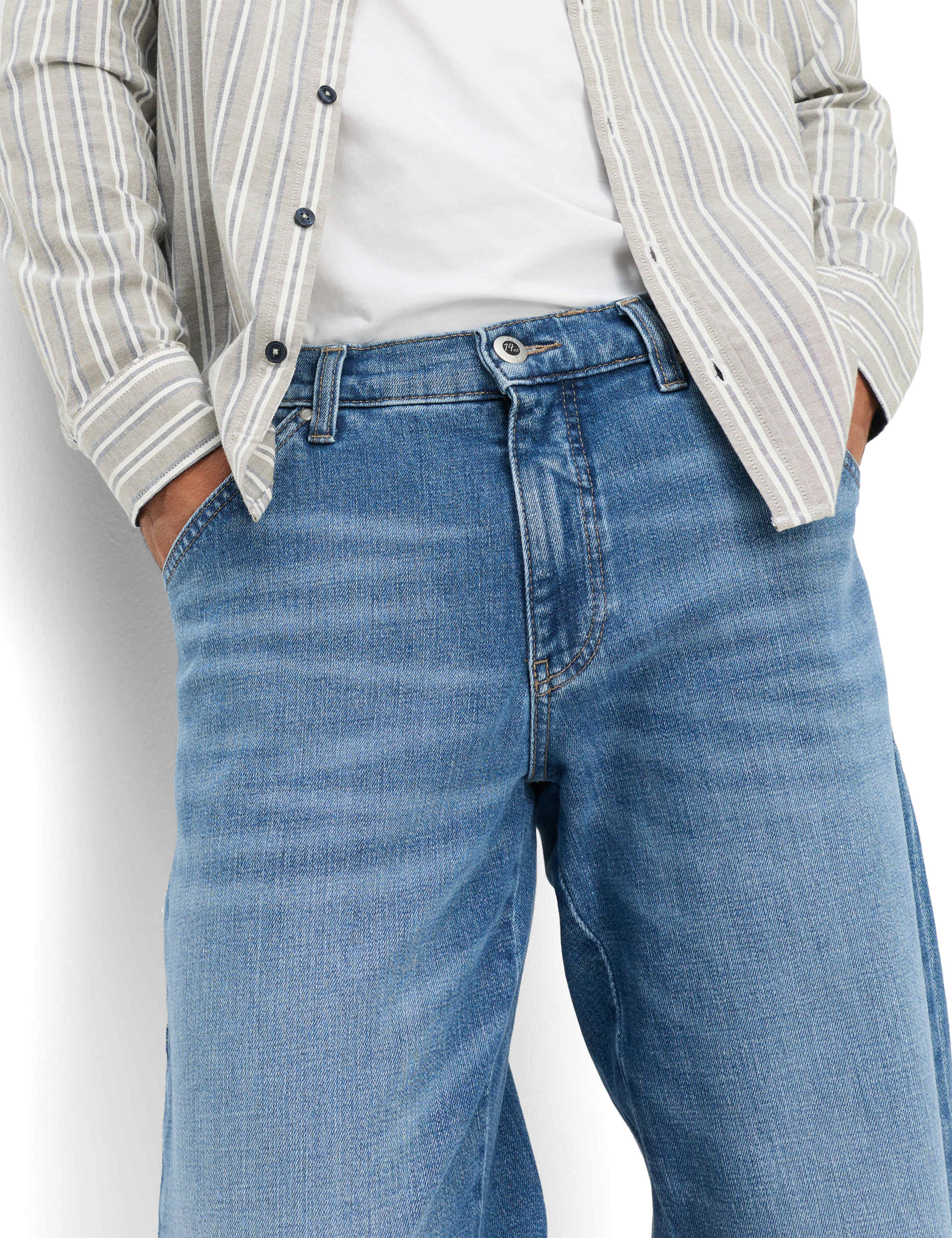 Heren Style COLE Denim Blauw Regular Relaxed Fit Detail 2
