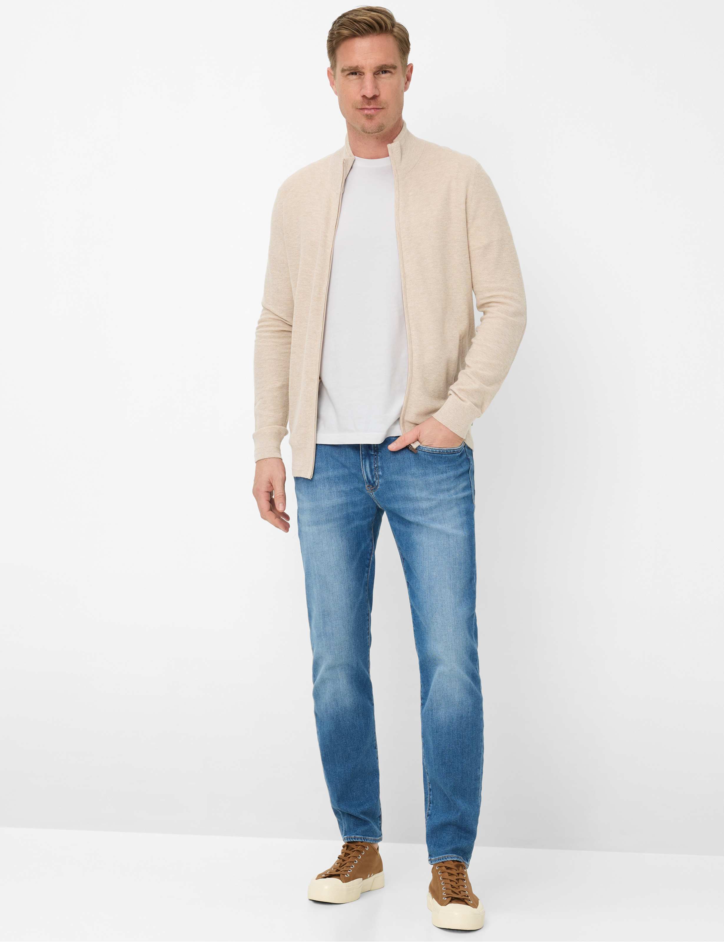 Herren Style CHRIS Denim Blau Slim Fit Model Outfit