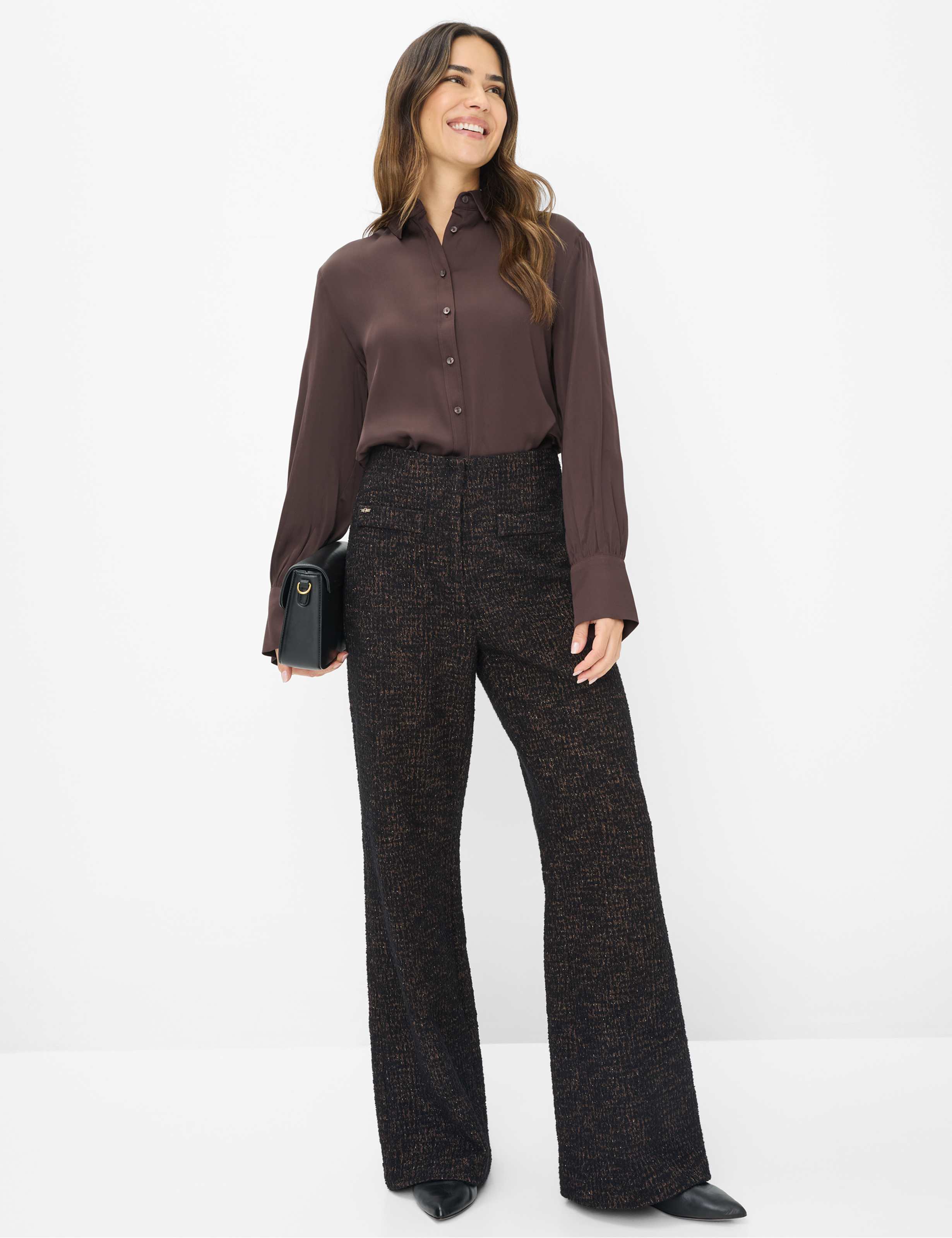 Femme Style MAINE Marron Foncé Wide Leg Tenue du mannequin
